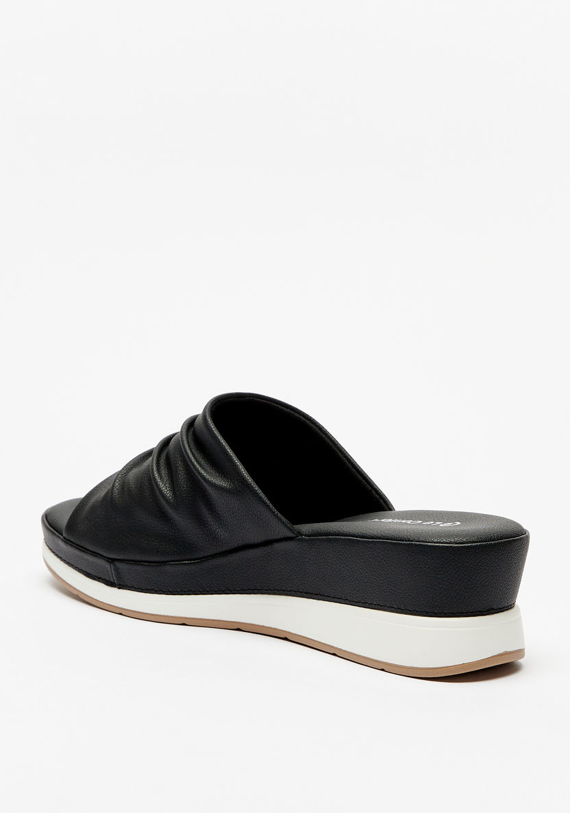 Le Confort Pleat Detail Slip-On Sandals with Wedge Heels-Women%27s Heel Sandals-image-1