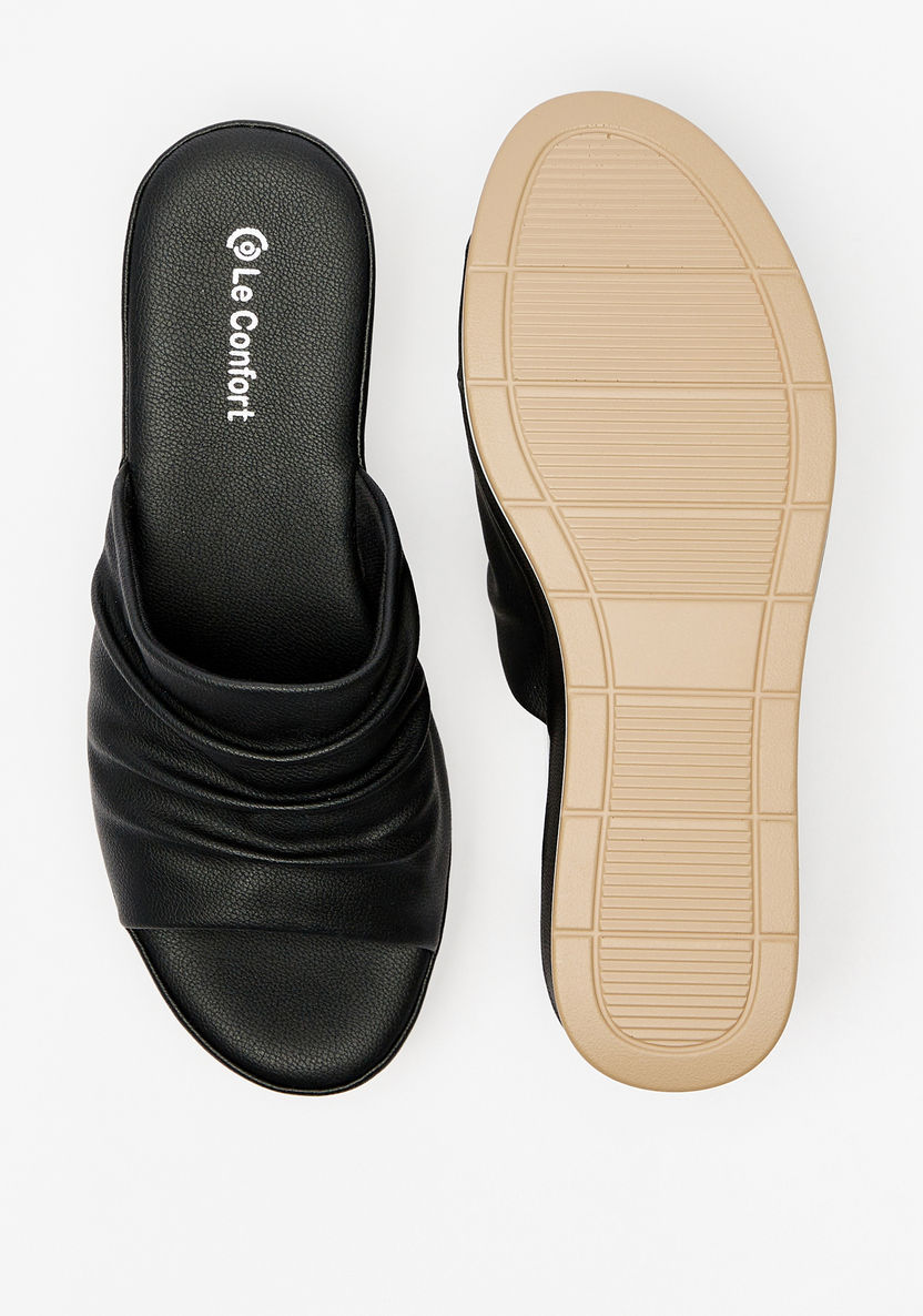 Le Confort Pleat Detail Slip-On Sandals with Wedge Heels-Women%27s Heel Sandals-image-3