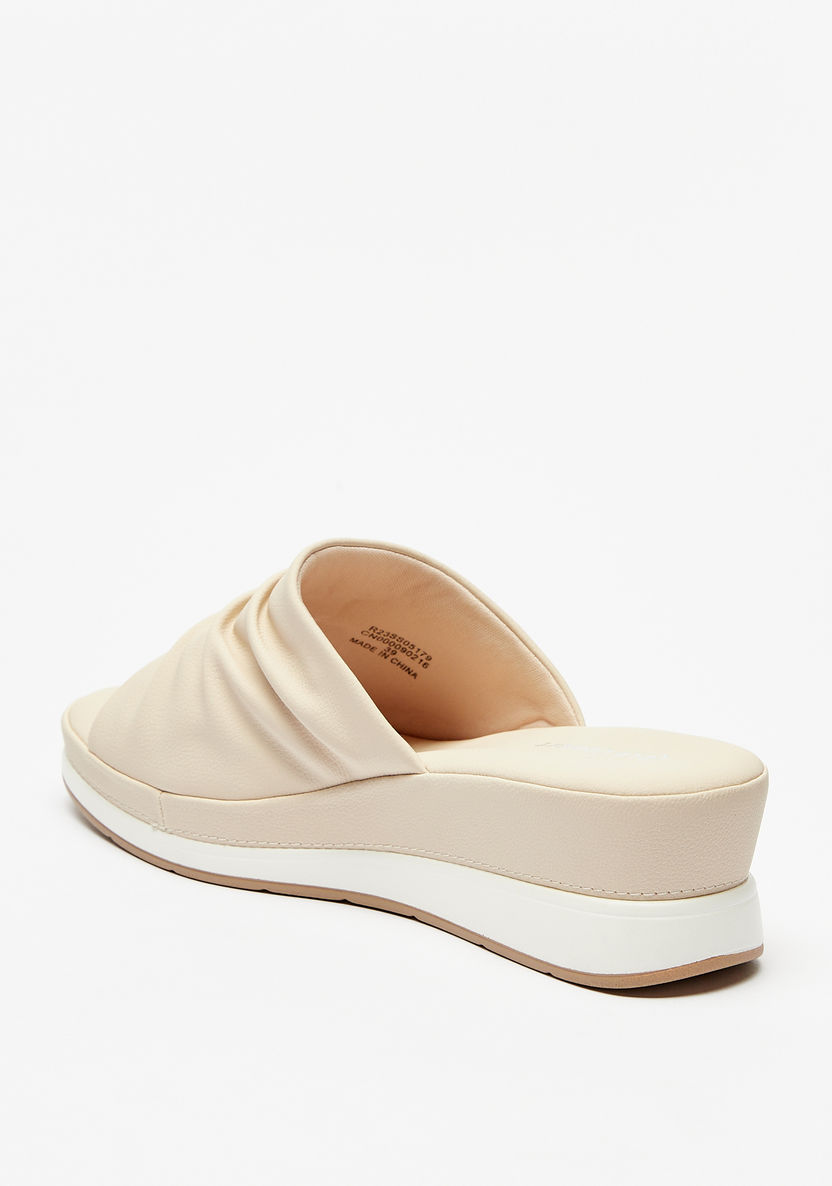Le Confort Pleat Detail Slip-On Sandals with Wedge Heels-Women%27s Heel Sandals-image-1