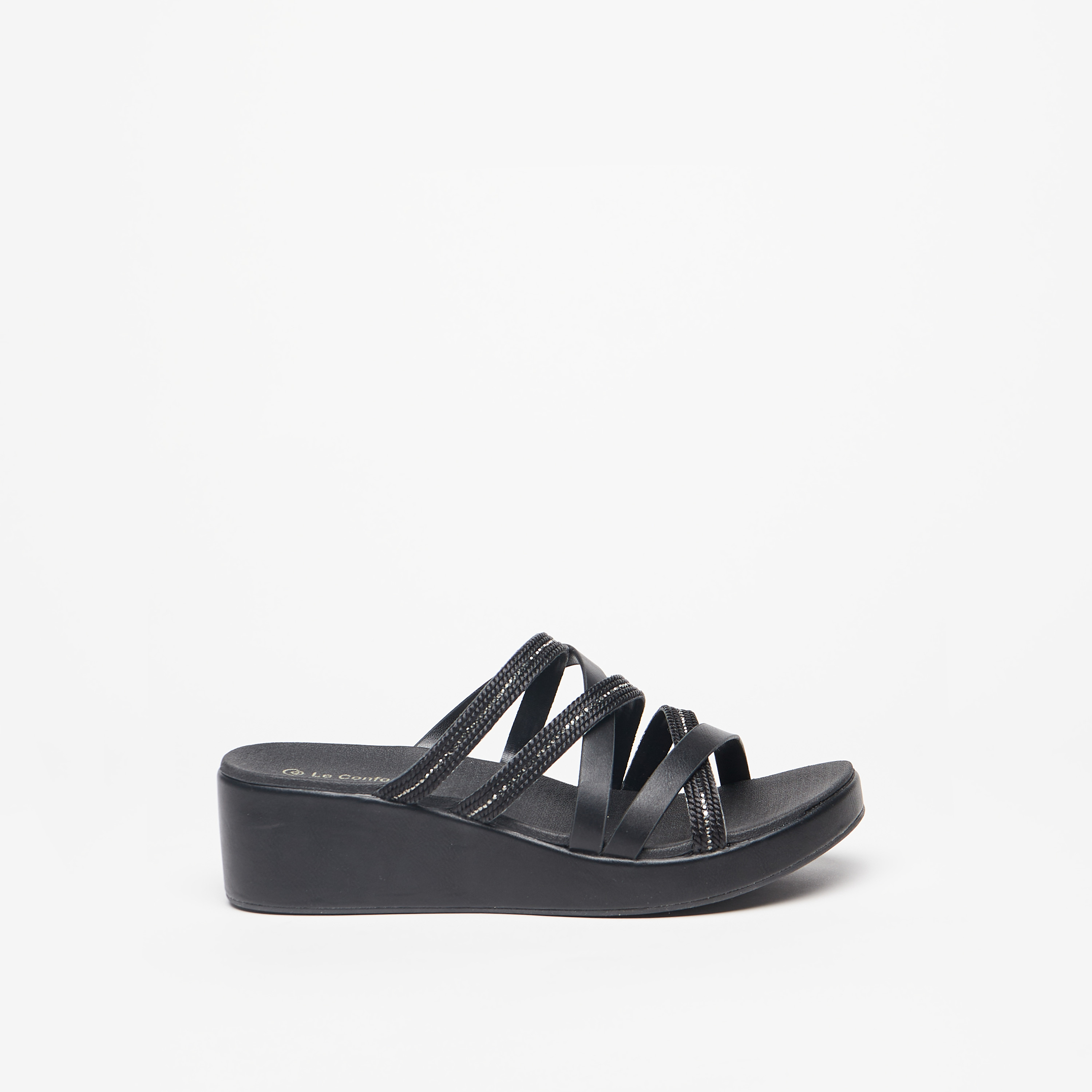 Le Confort Embellished Strappy Slip-On Sandals with Wedge Heels-women-shoes-heels-image-3