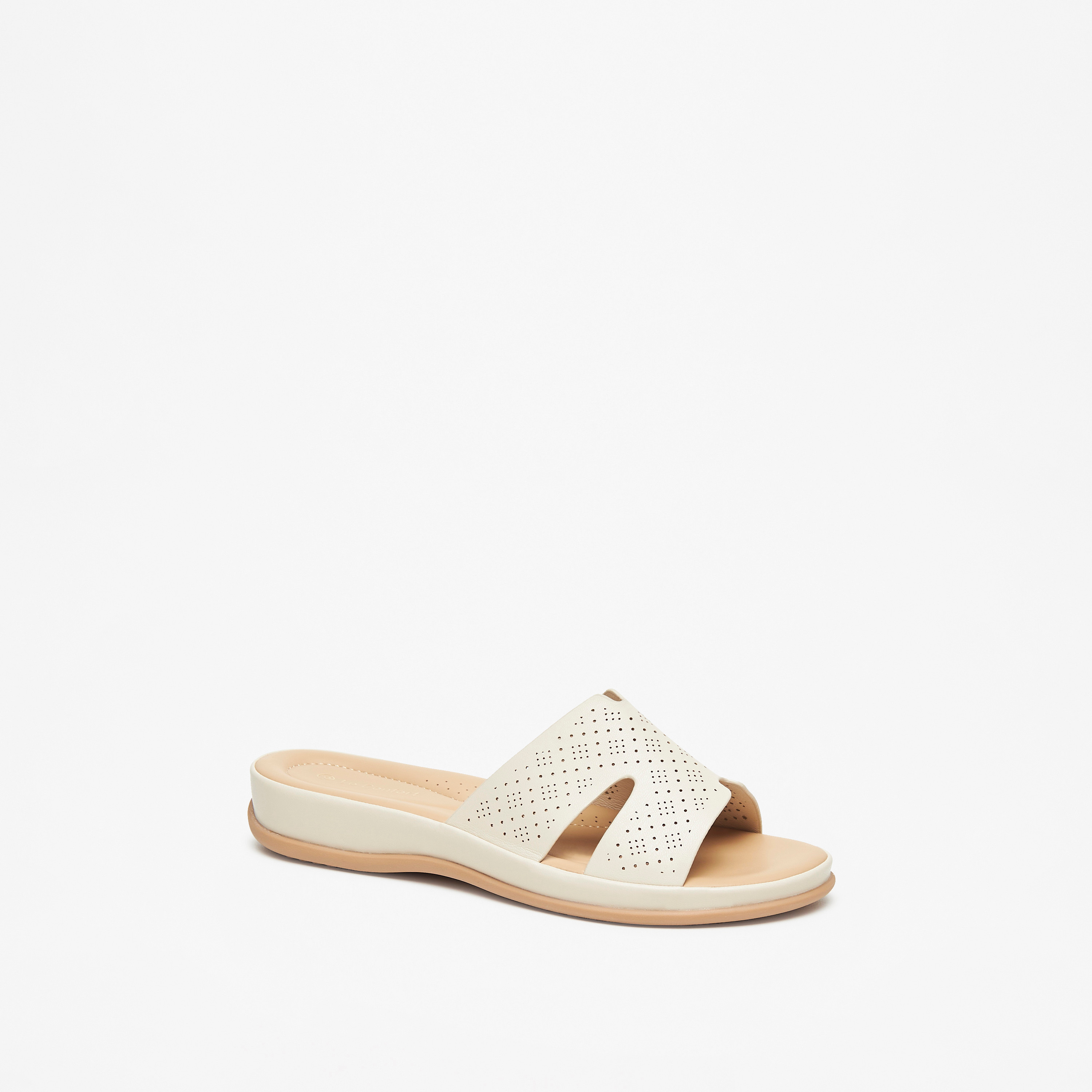 Le Confort Laser Cut Detail Slip-On Comfort Sandals-women-shoes-flats-sandals-image-1