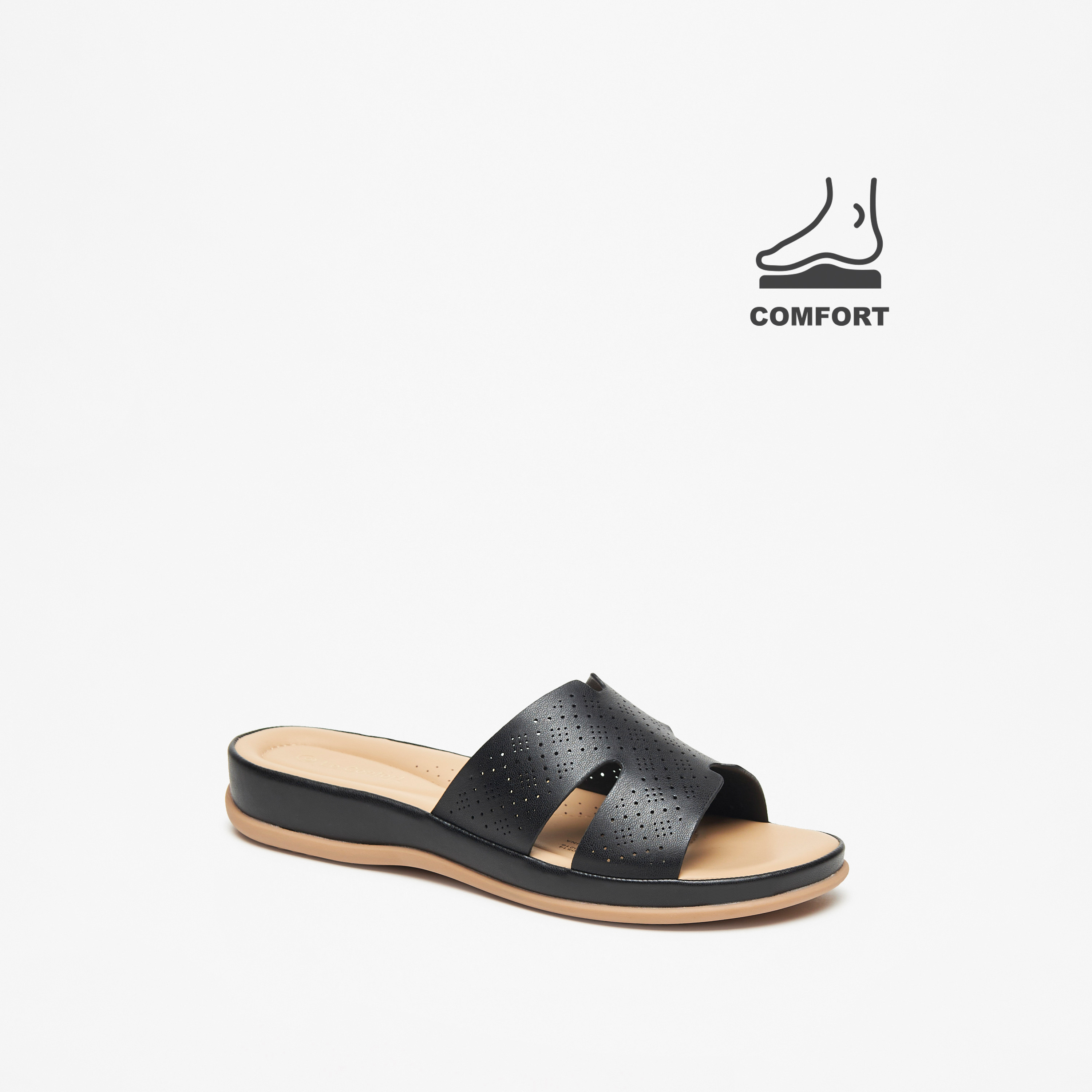 صندل مريح سهل الارتداء بتفاصيل مفرغة بالليزر من لو كونفورت-women-shoes-flats-sandals-image-1