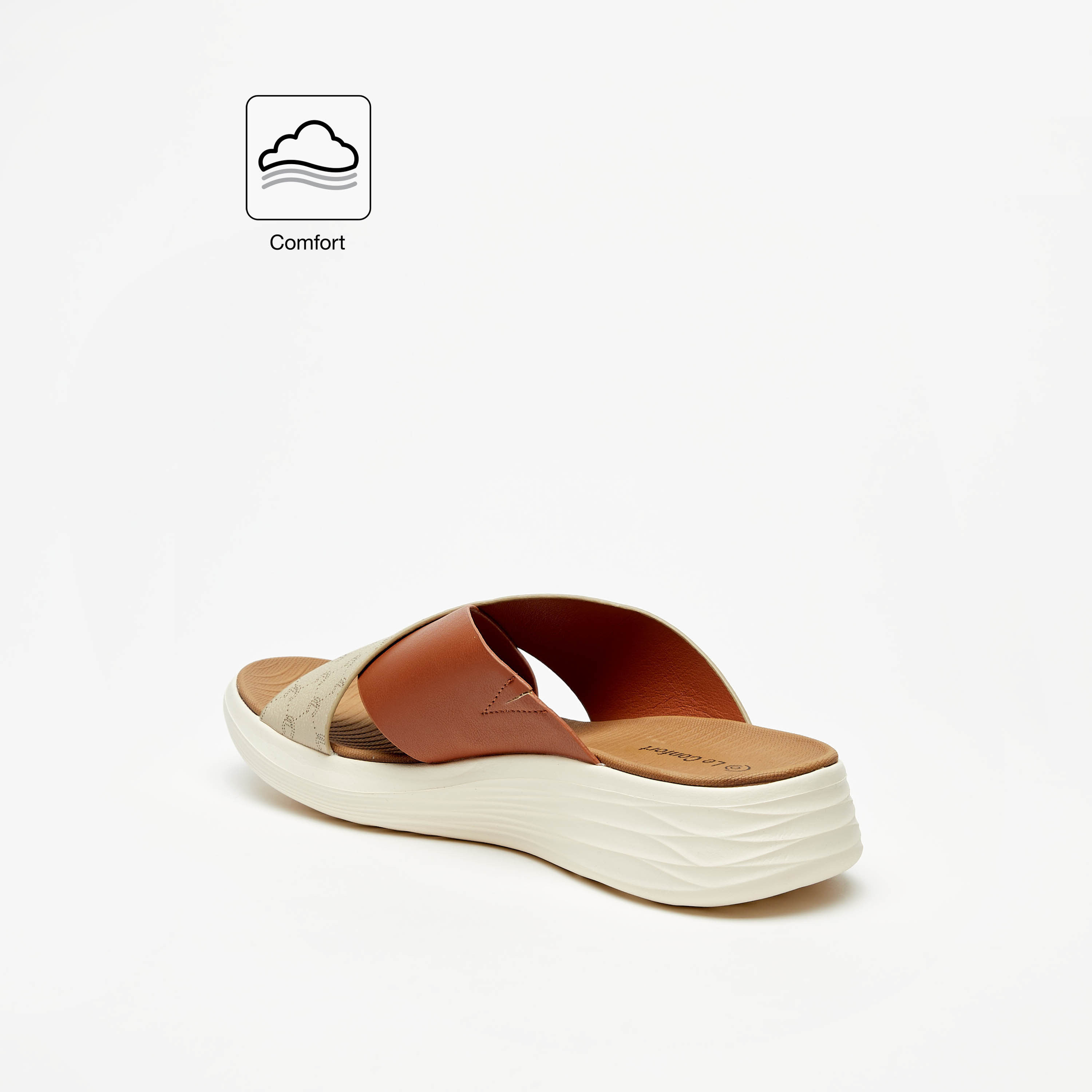 Le Confort Monogram Print Slip-On Flatform Comfort Sandals-women-shoes-flats-sandals-image-2