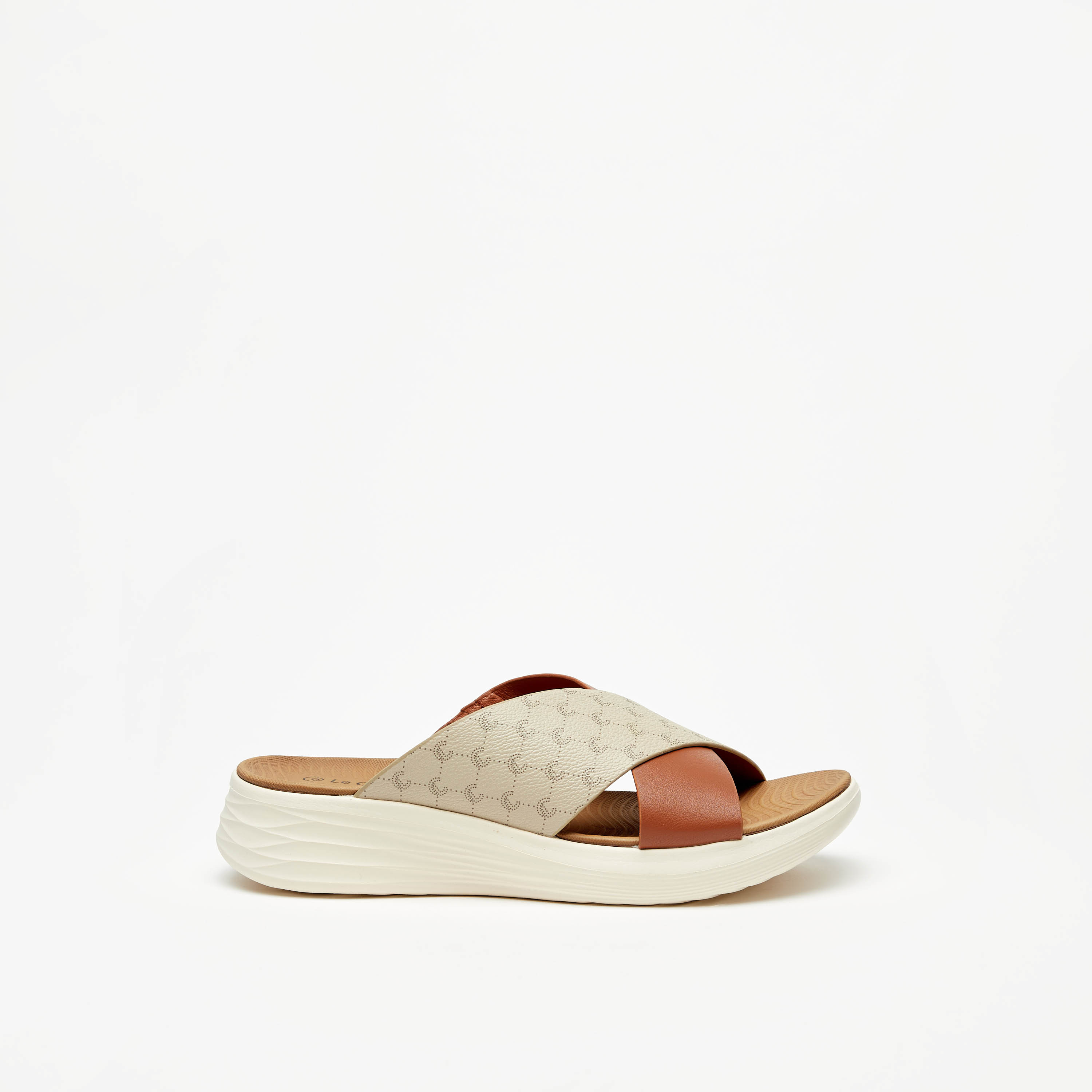 Le Confort Monogram Print Slip-On Flatform Comfort Sandals-women-shoes-flats-sandals-image-3