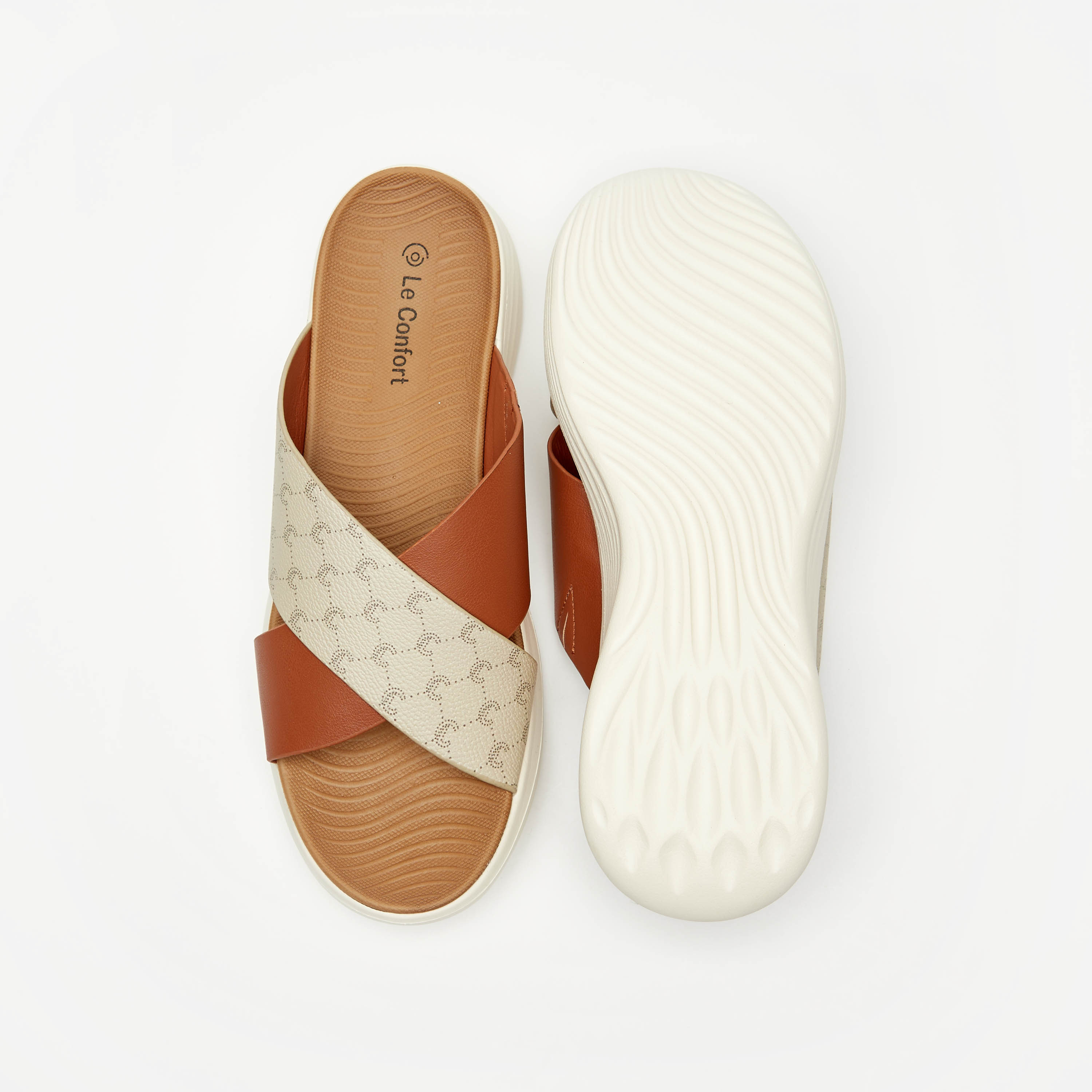 Le Confort Monogram Print Slip-On Flatform Comfort Sandals-women-shoes-flats-sandals-image-4
