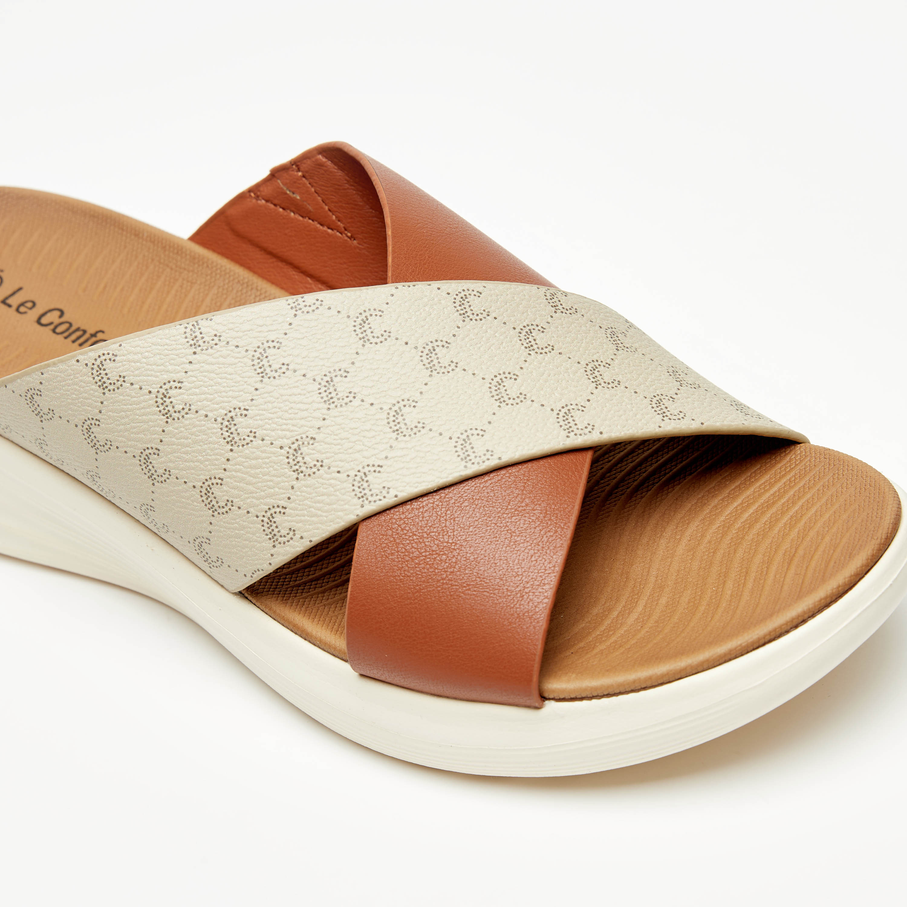 Le Confort Monogram Print Slip-On Flatform Comfort Sandals-women-shoes-flats-sandals-image-5