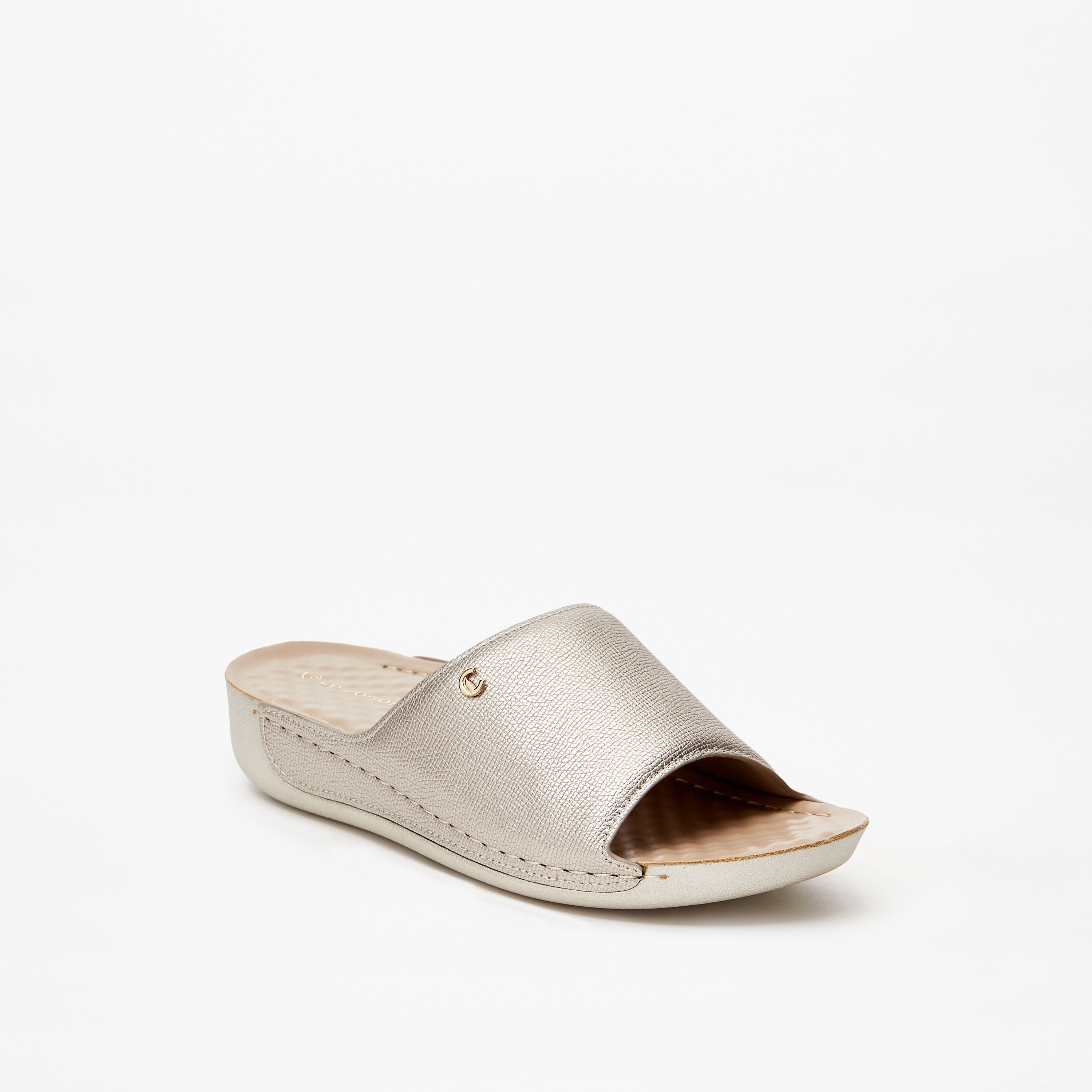 Le Confort Solid Stitch Detail Slip-On Sandals with Flatform Heels-women-shoes-flats-sandals-image-1