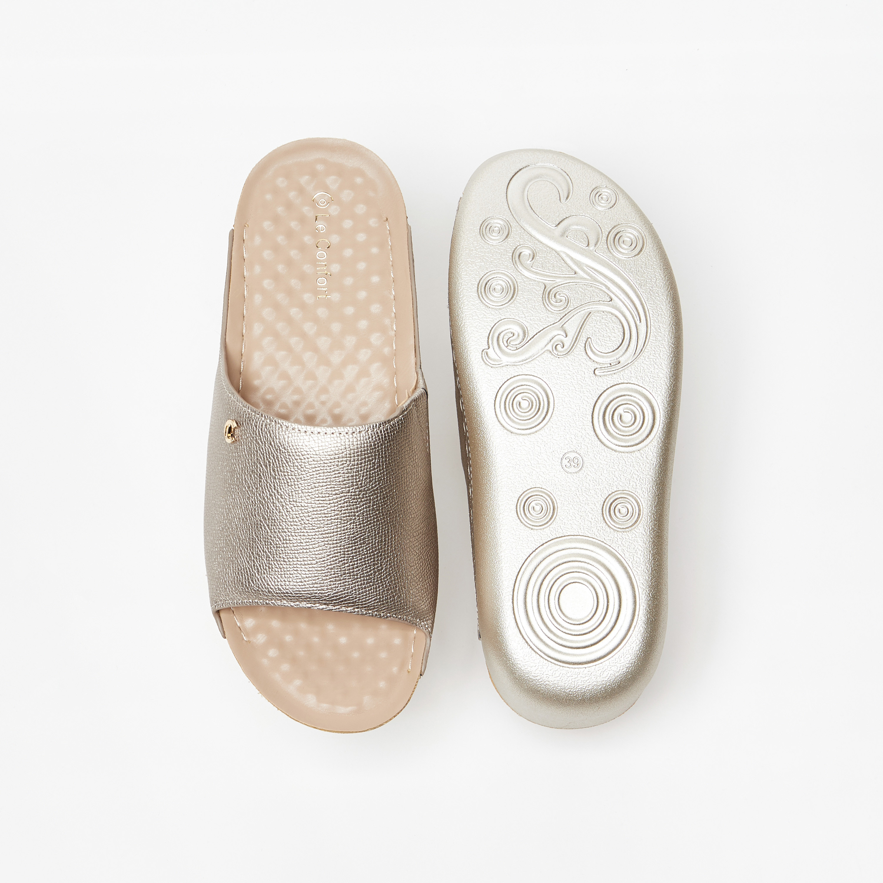 Le Confort Solid Stitch Detail Slip-On Sandals with Flatform Heels-women-shoes-flats-sandals-image-4