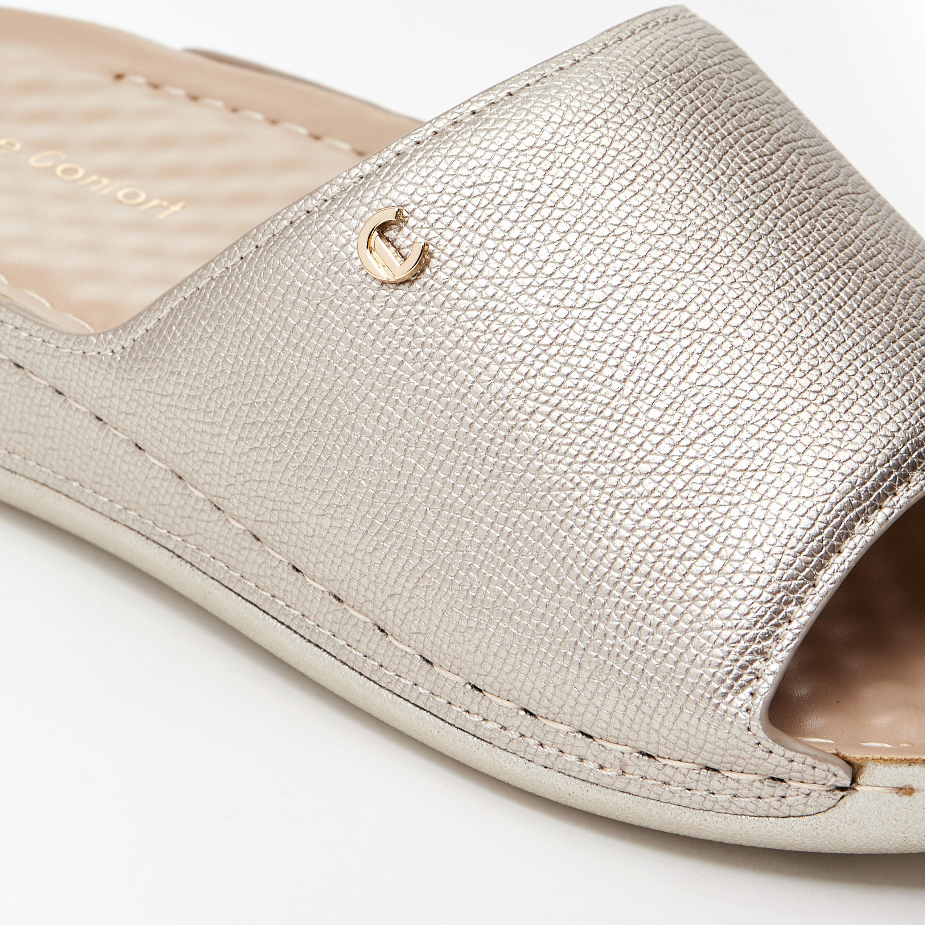 Le Confort Solid Stitch Detail Slip-On Sandals with Flatform Heels-women-shoes-flats-sandals-image-5