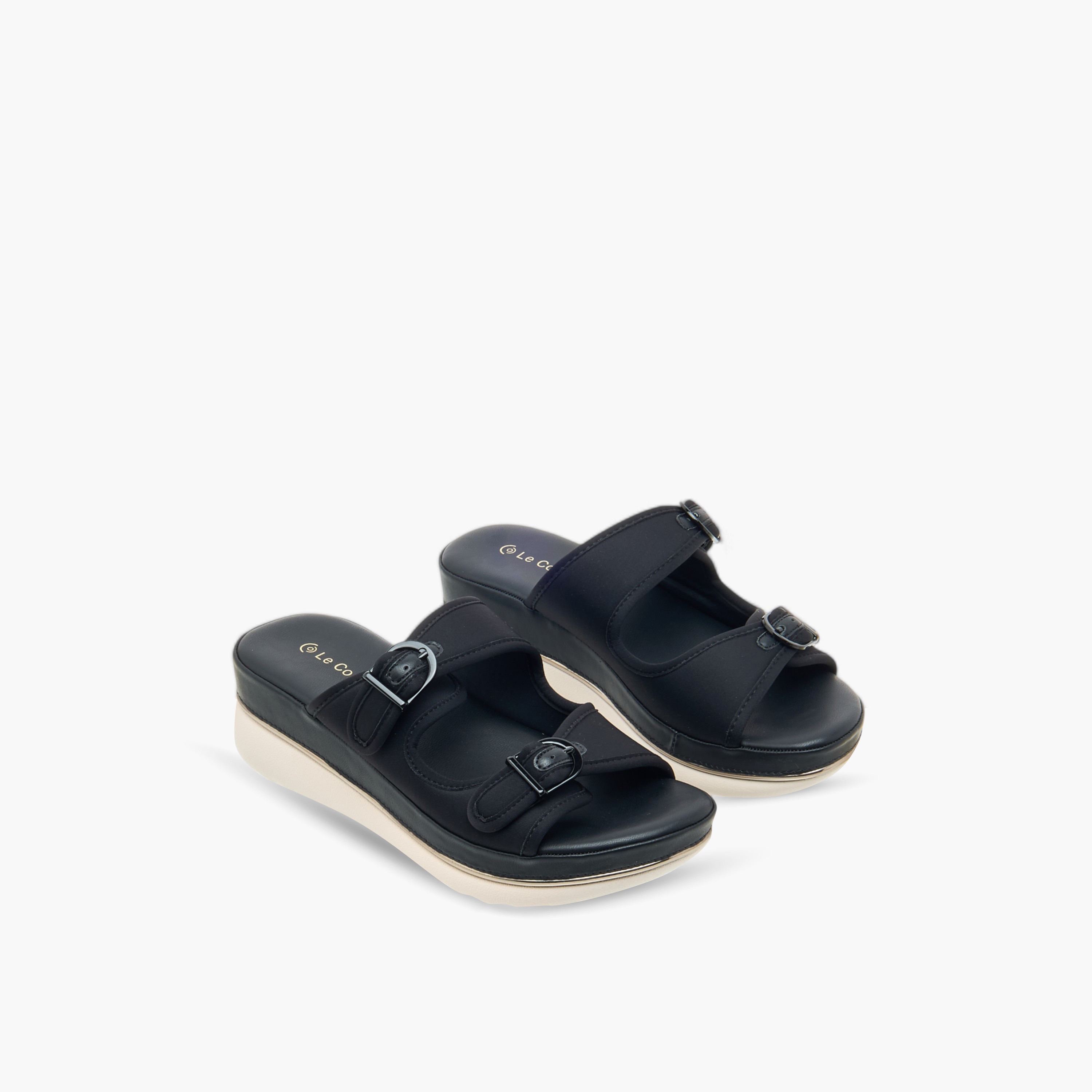 صندل بلاتفورم مريح سهل الارتداء بحزام بإبزيم من لو كونفورت-women-shoes-flats-sandals-image-1