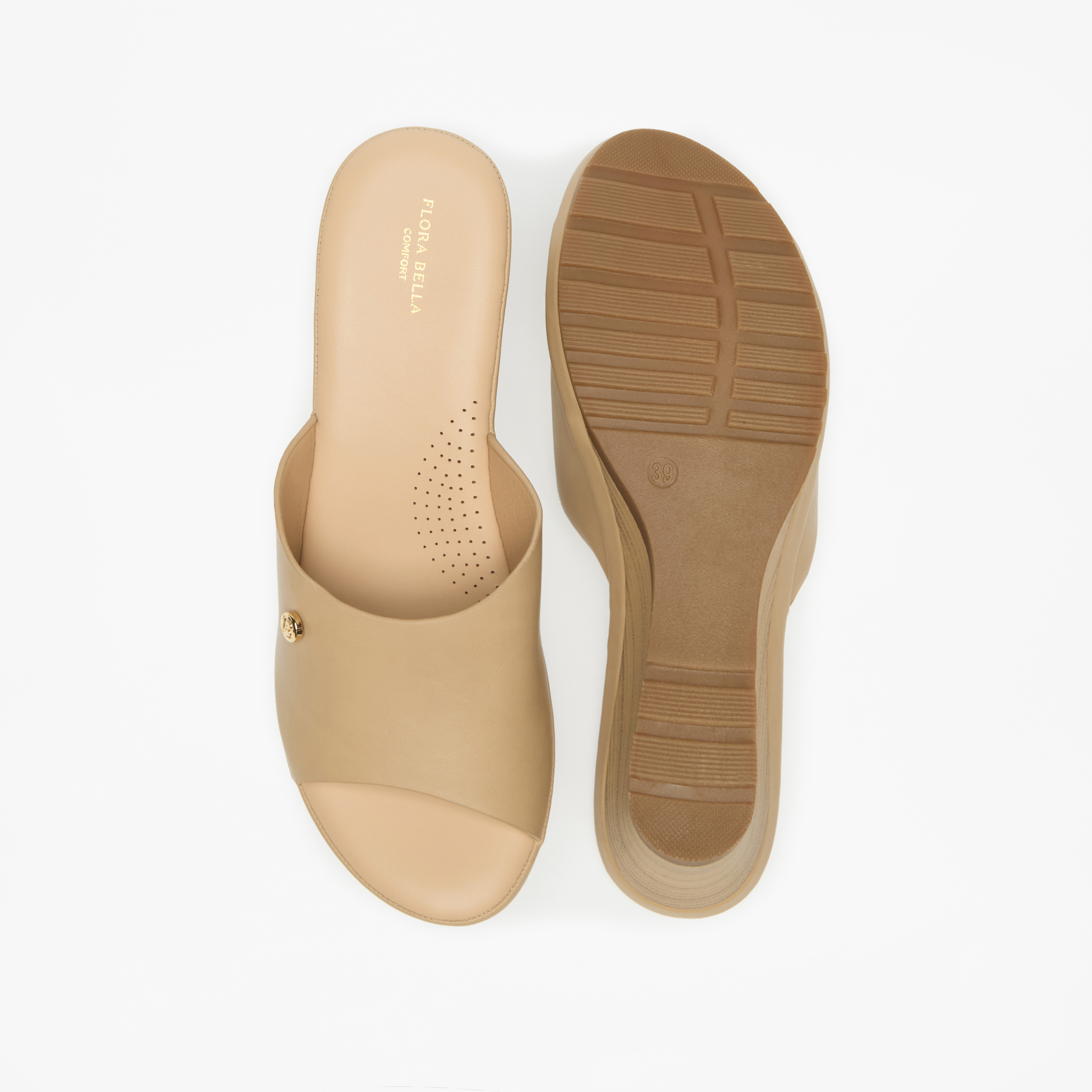 Flora Bella Logo Accent Slip-On Sandals with Wedge Heels-women-shoes-sandals-heeled-image-4