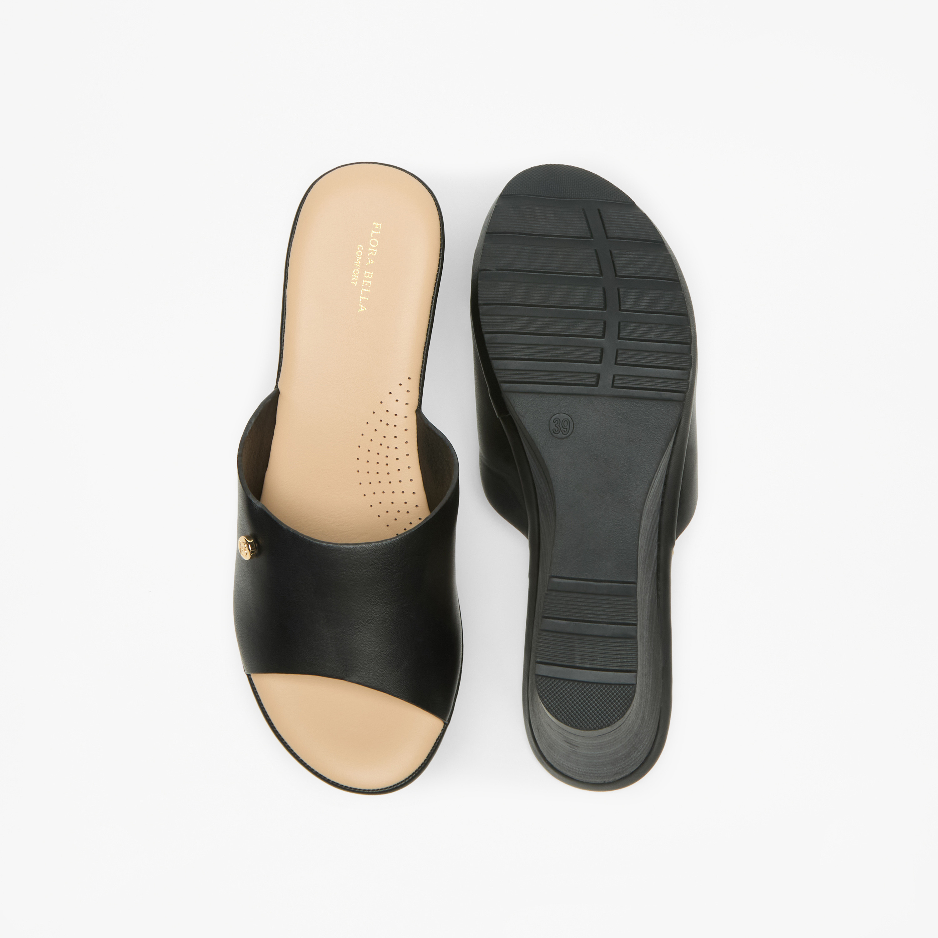 Flora Bella Logo Accent Slip-On Sandals with Wedge Heels-women-shoes-sandals-heeled-image-9