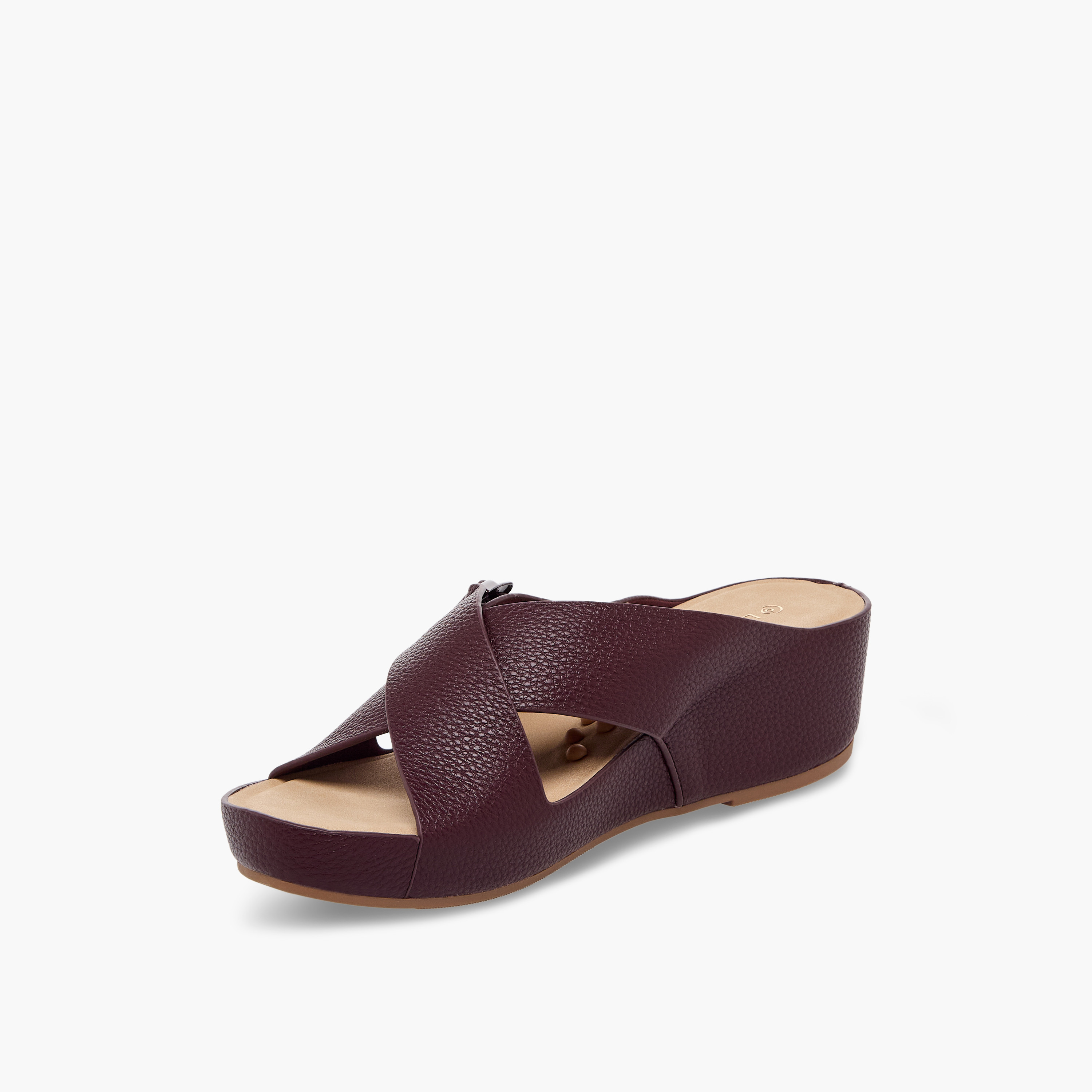 Le Confort Women Textured Cross Strap Wedge Sandals-women-shoes-sandals-heeled-image-4