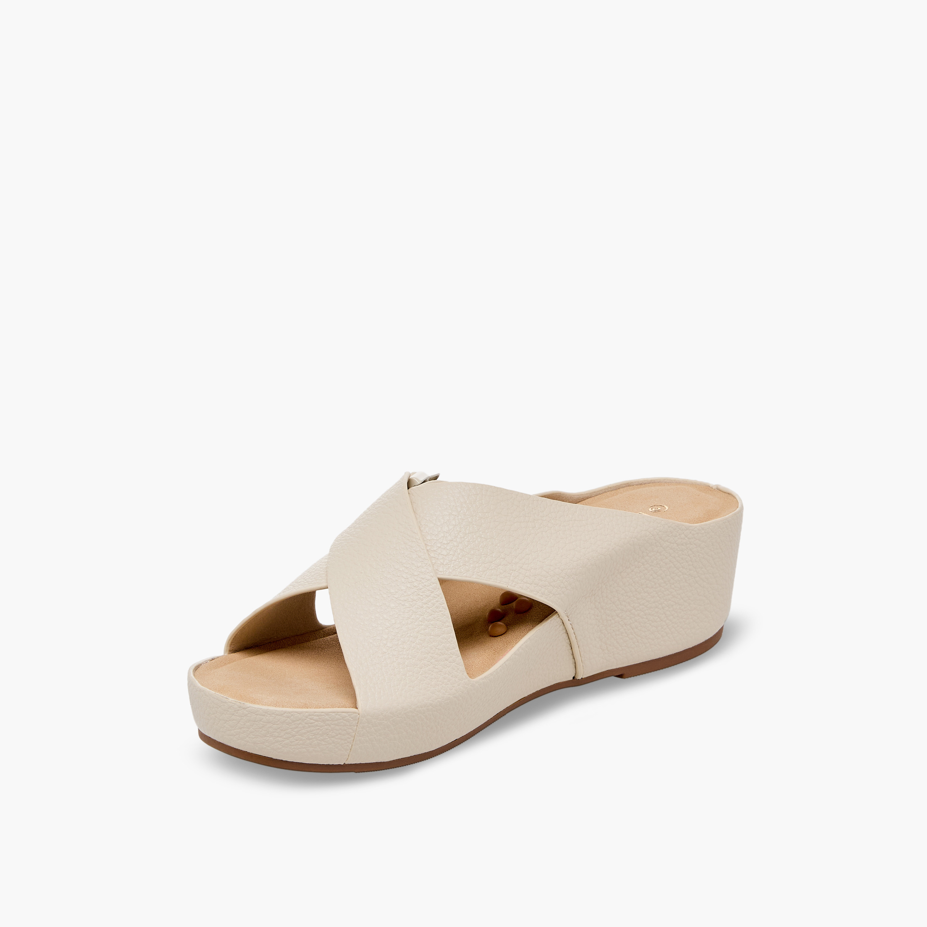 Le Confort Women Textured Cross Strap Wedge Sandals-women-shoes-sandals-heeled-image-4