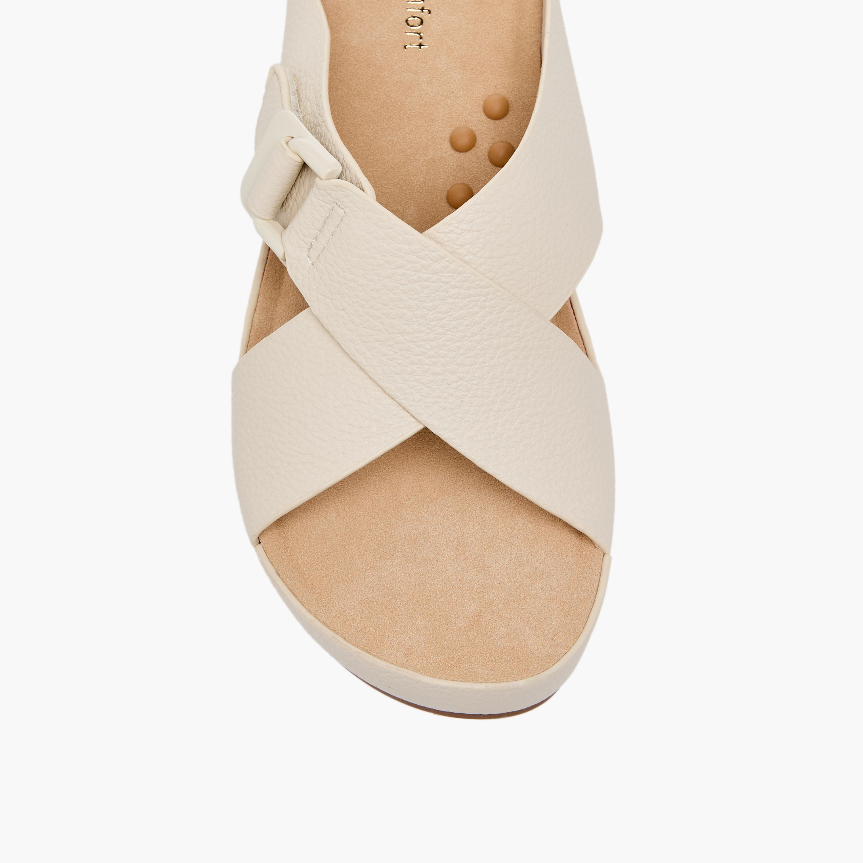 Le Confort Women Textured Cross Strap Wedge Sandals-women-shoes-sandals-heeled-image-7