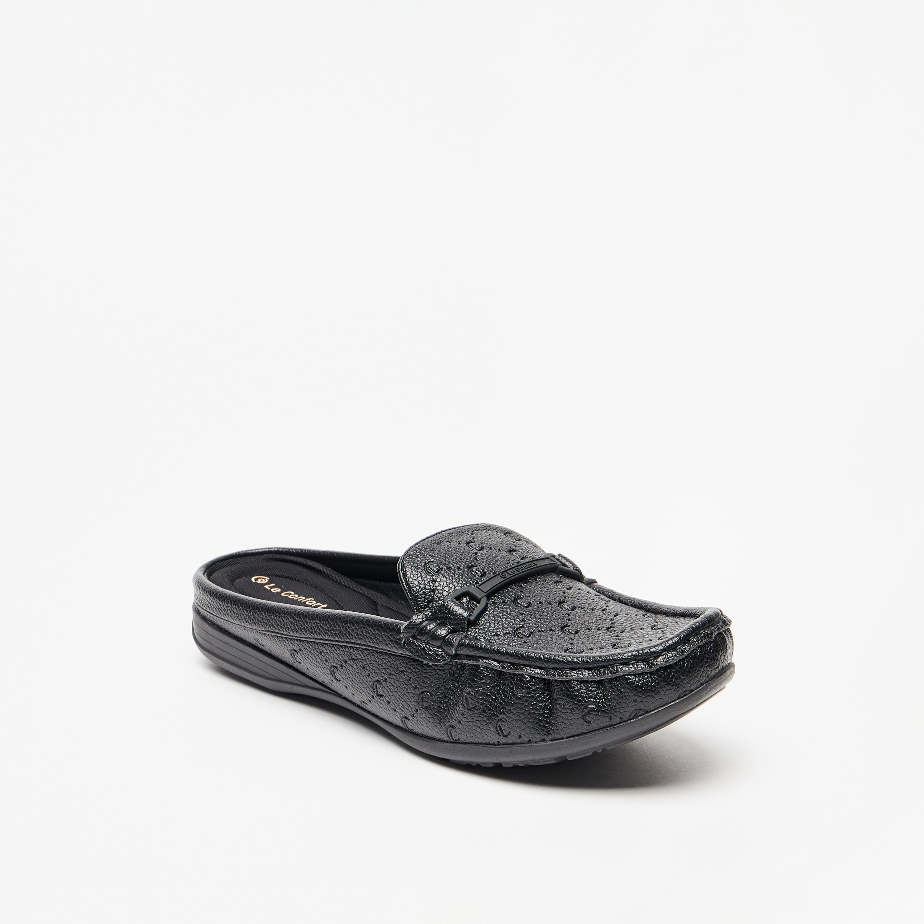Le Confort Monogram Embossed Slip-On Mules-women-shoes-loafersandmoccasins-image-1