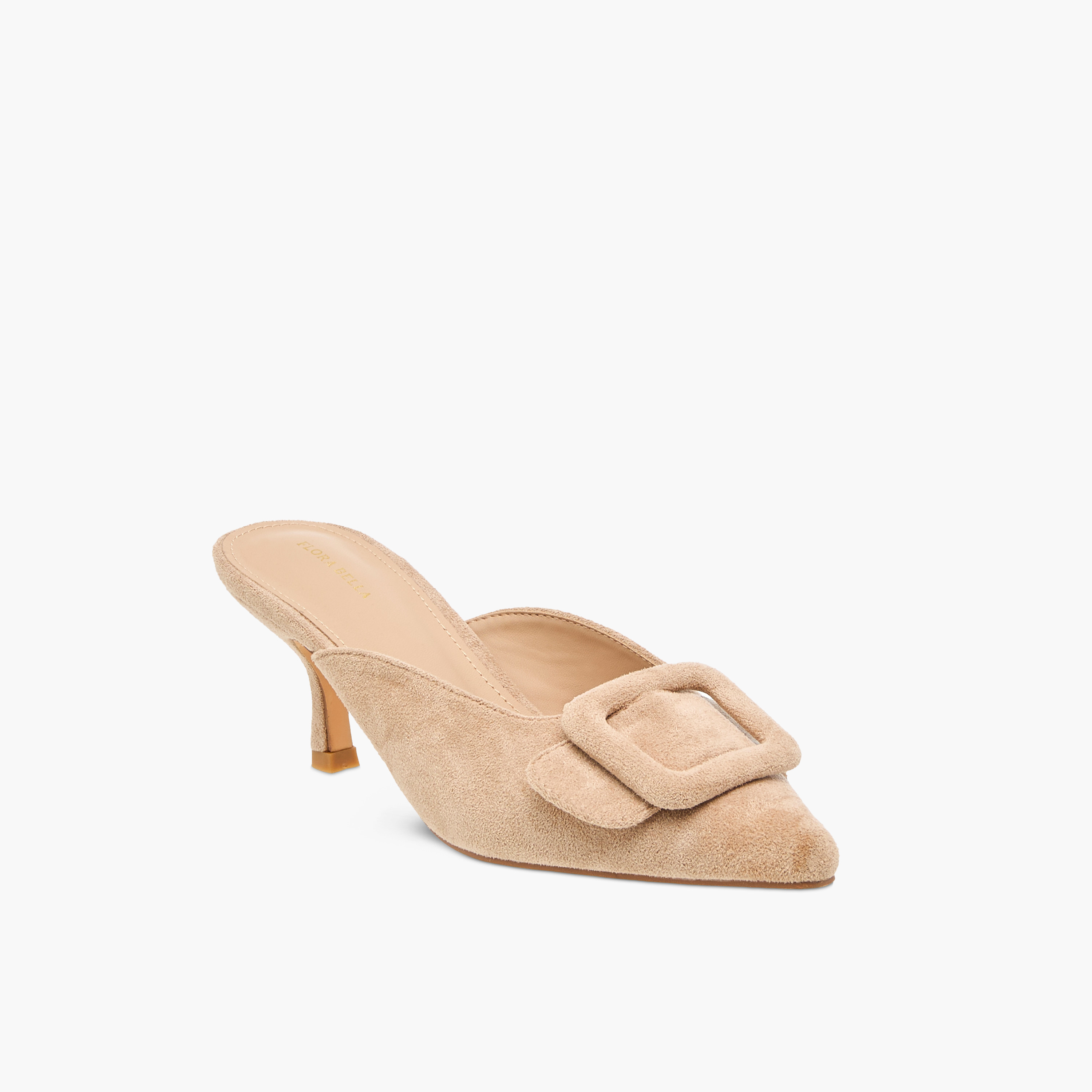 Flora Bella Textured Pointed Toe Sandals with Buckle Detail and Kitten Heels-women-shoes-heels-image-2