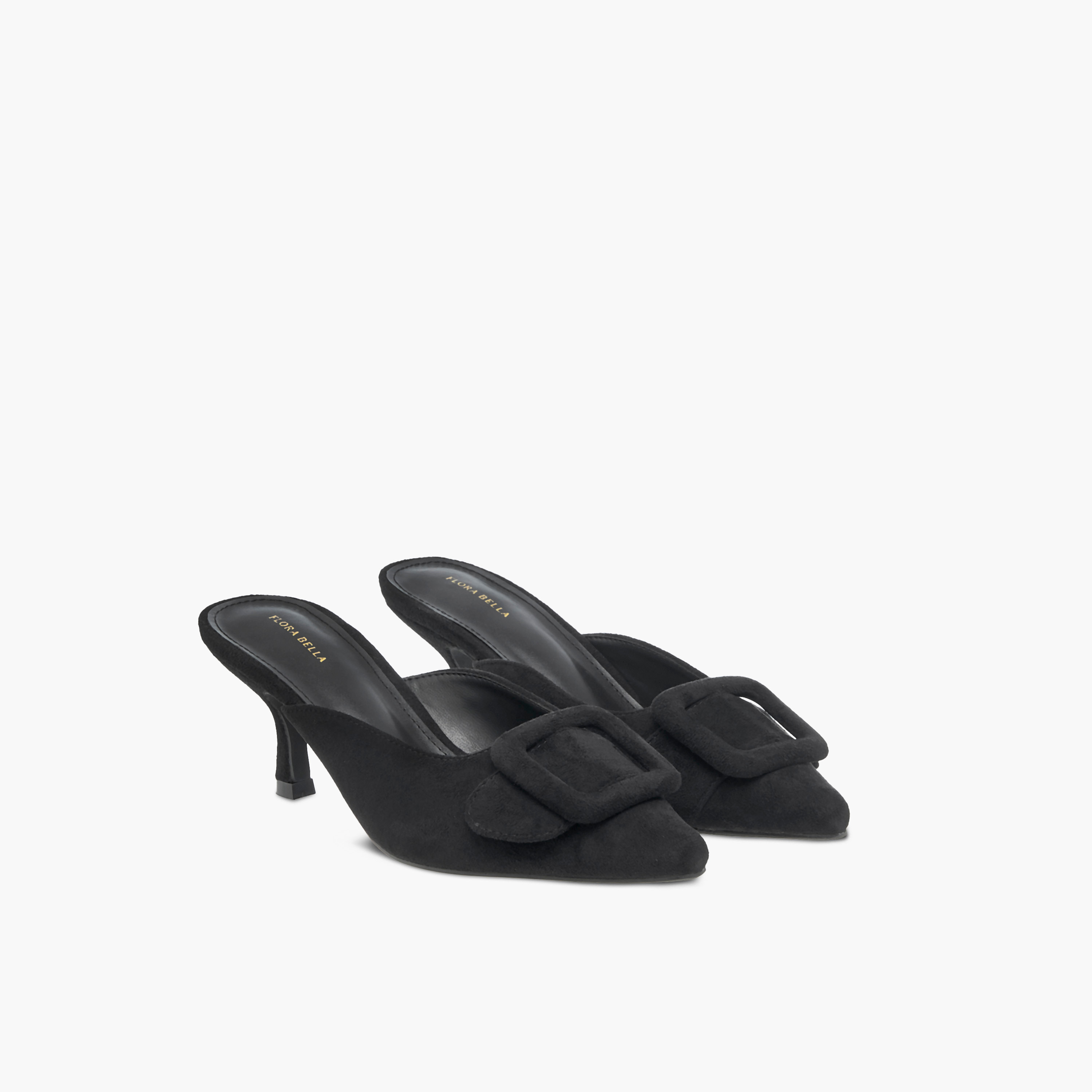 Flora Bella Textured Pointed Toe Sandals with Buckle Detail and Kitten Heels-women-shoes-heels-image-6