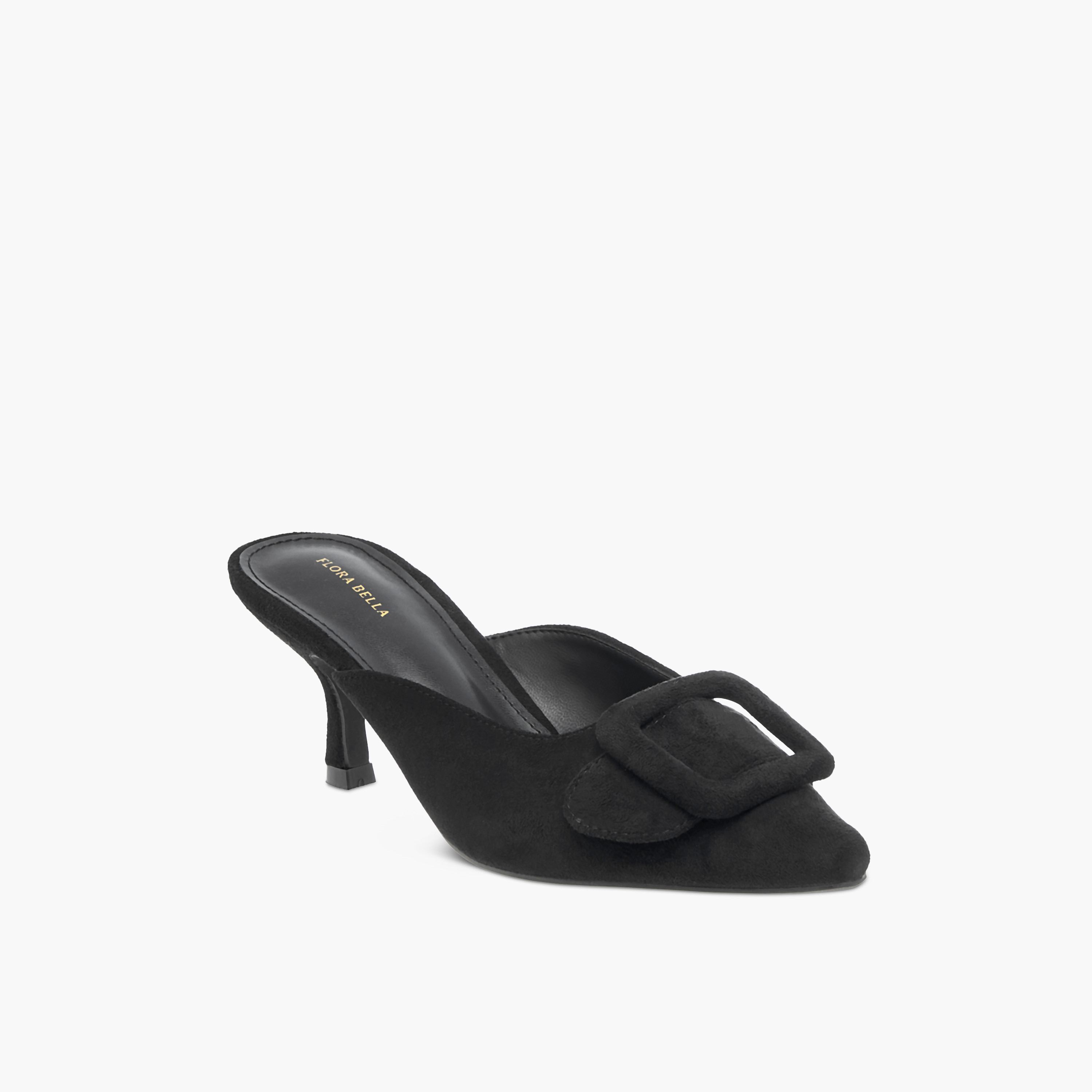 Flora Bella Textured Pointed Toe Sandals with Buckle Detail and Kitten Heels-women-shoes-heels-image-7