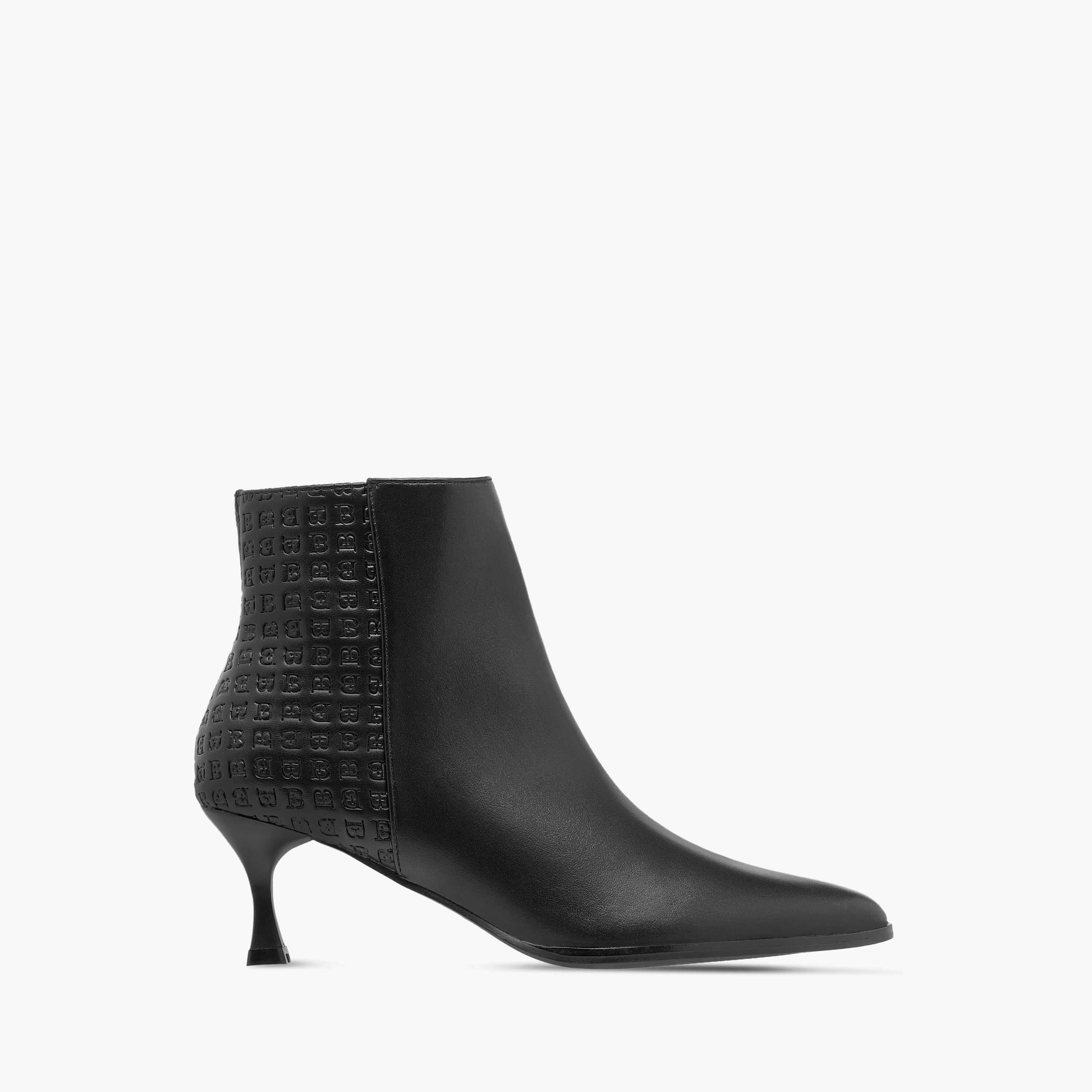 Flora Bella Monogram Embossed Ankle Boots with Kitten Heels and Zip Closure-women-shoes-boots-image-3