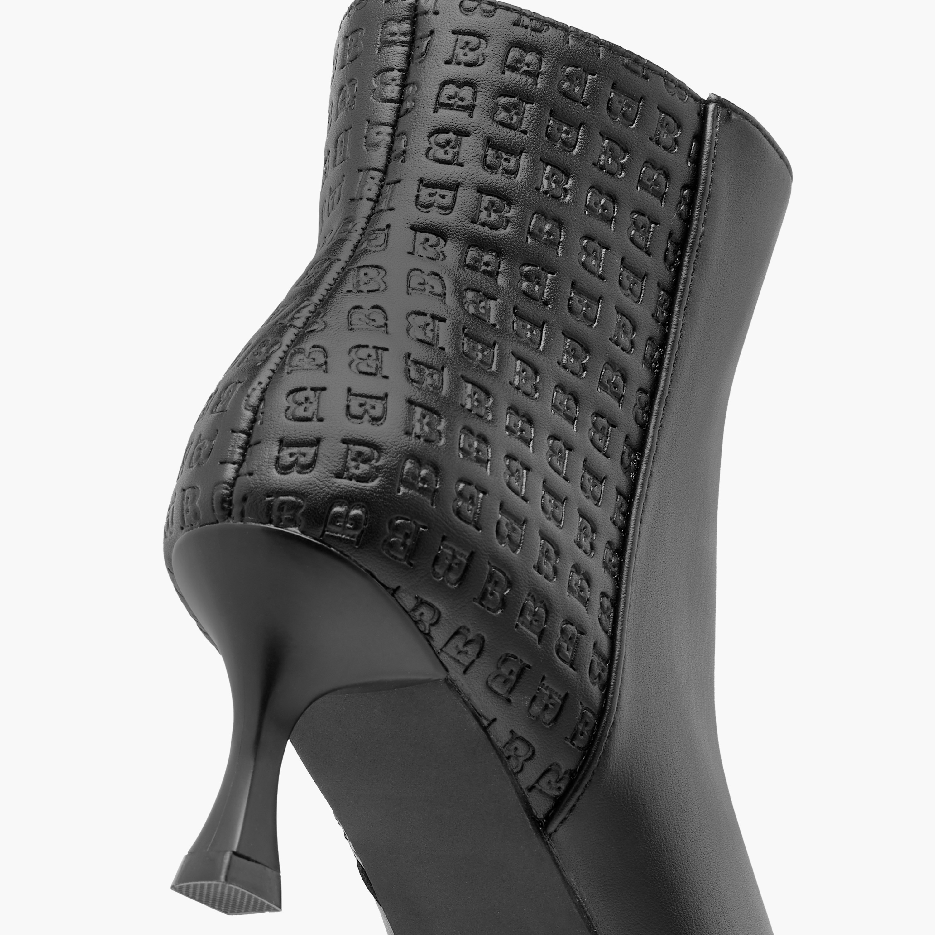 Flora Bella Monogram Embossed Ankle Boots with Kitten Heels and Zip Closure-women-shoes-boots-image-5