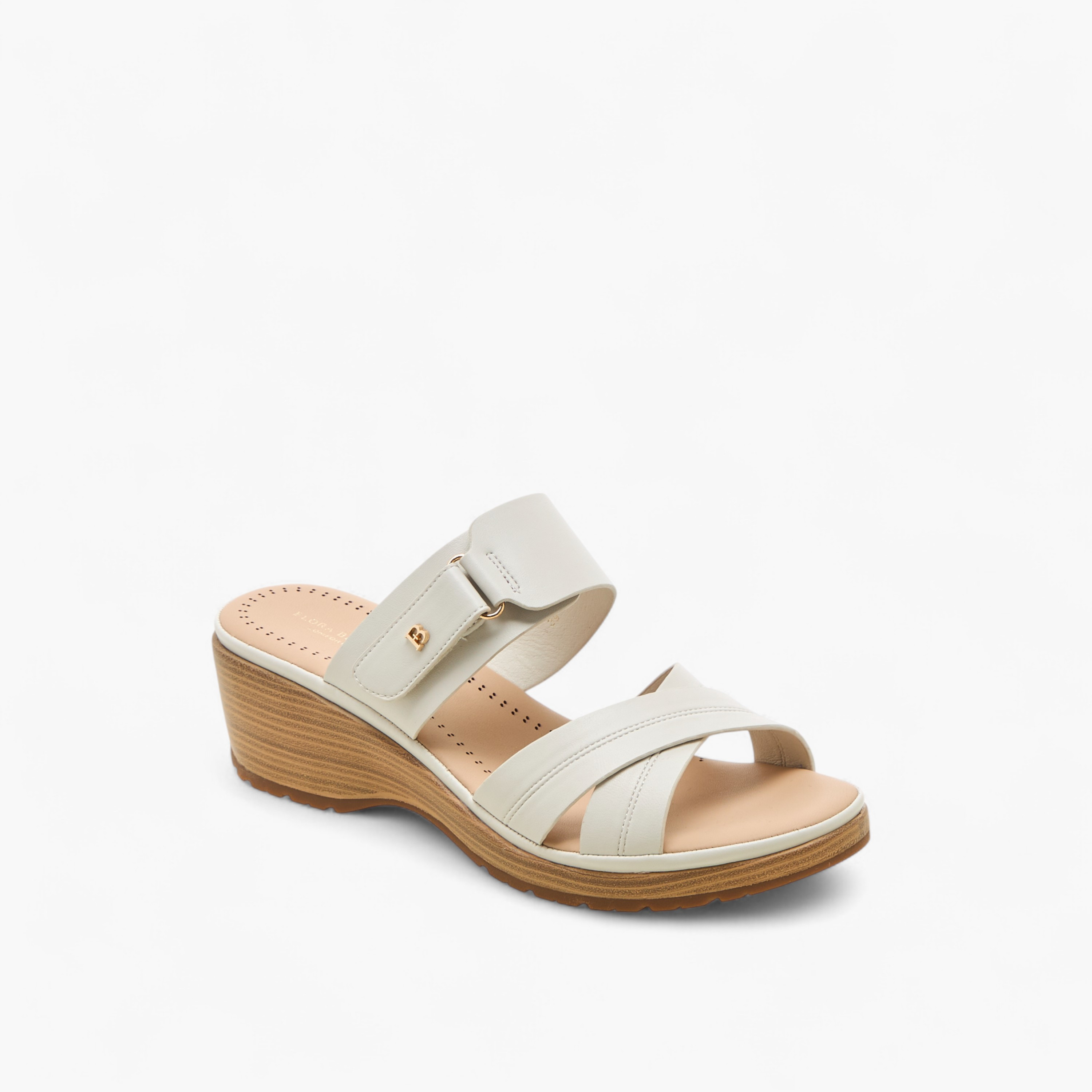Flora Bella Textured Cross Strap Sandals with Wedge Heels-women-shoes-sandals-heeled-image-2