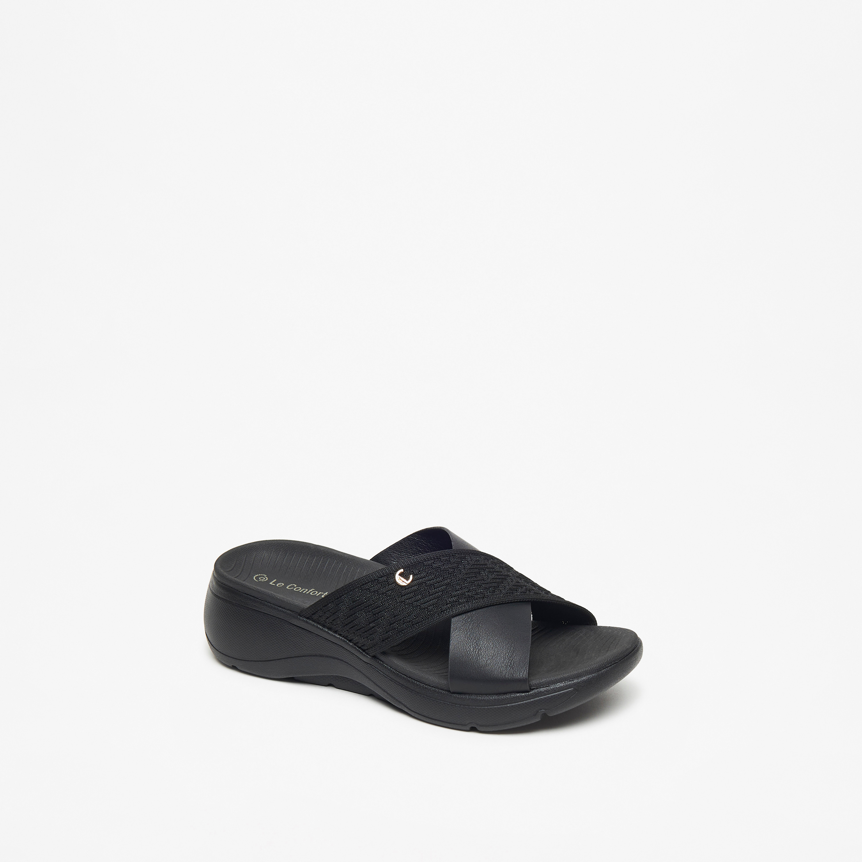 صندل سهل الارتداء بارز الملمس بحزام متقاطع من لو كونفورت-women-shoes-flats-sandals-image-6
