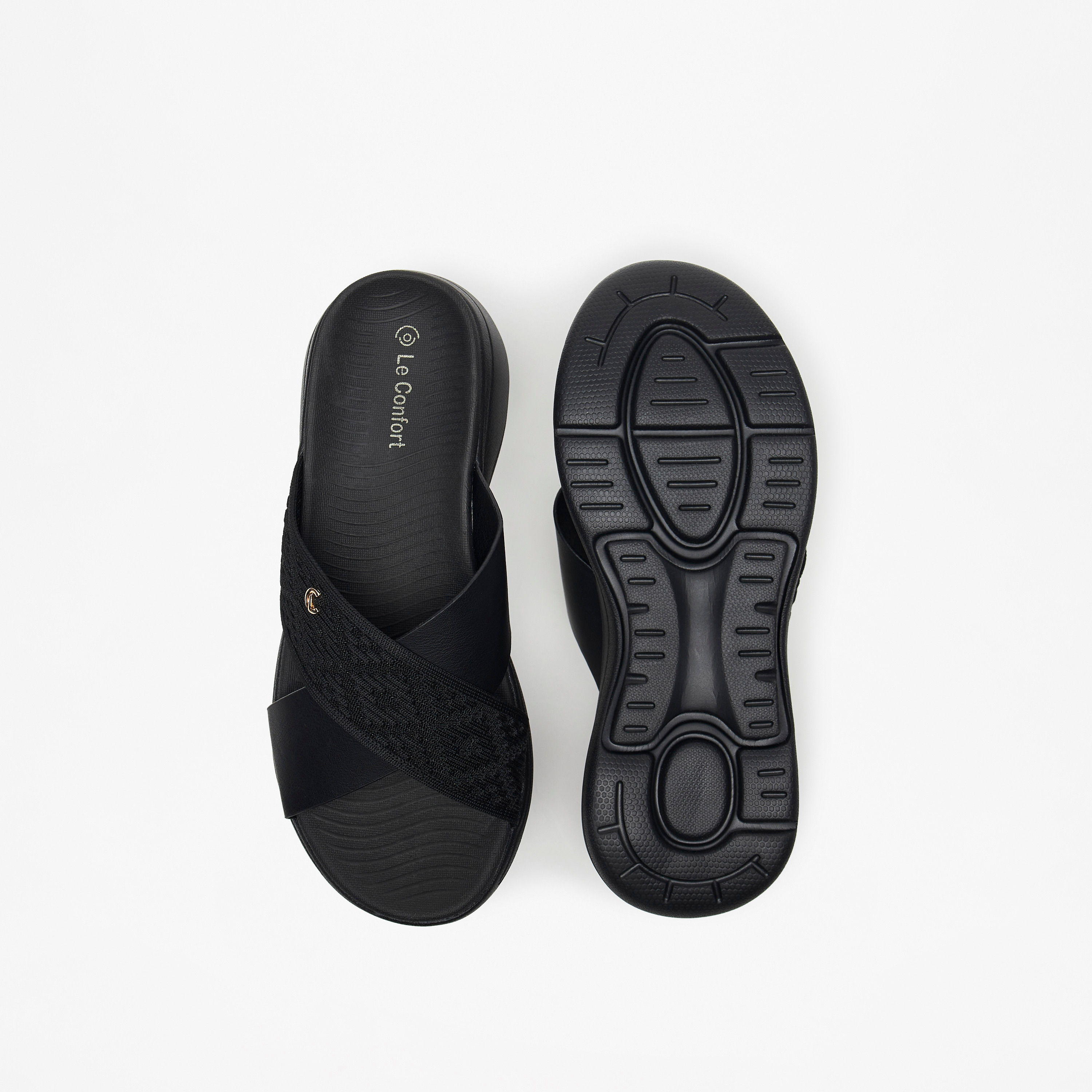 صندل سهل الارتداء بارز الملمس بحزام متقاطع من لو كونفورت-women-shoes-flats-sandals-image-9