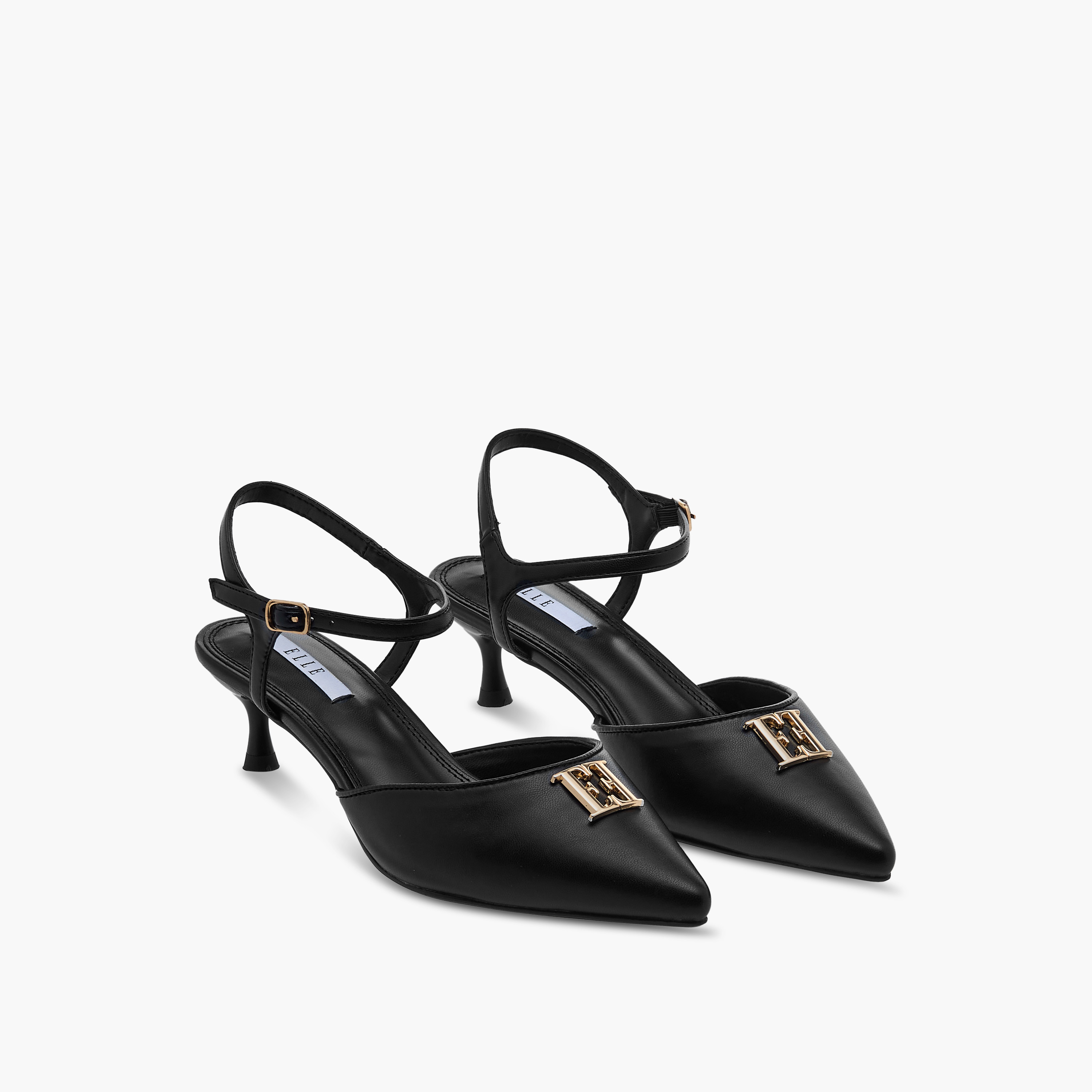 Elle Women's Monogram Print Pointed Toe Sandals with Kitten Heels-women-shoes-sandals-heeled-image-6