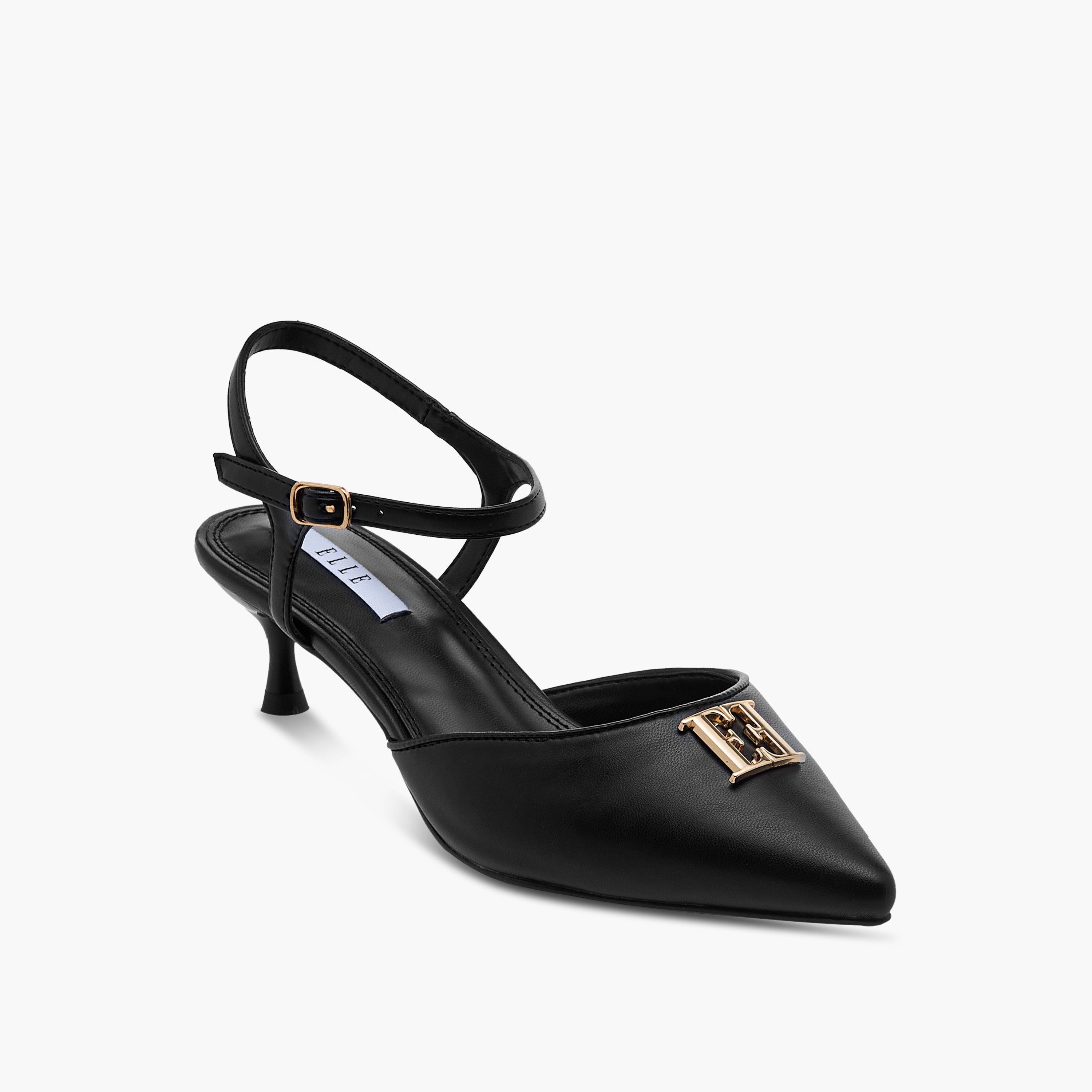 Elle Women's Monogram Print Pointed Toe Sandals with Kitten Heels-women-shoes-sandals-heeled-image-7