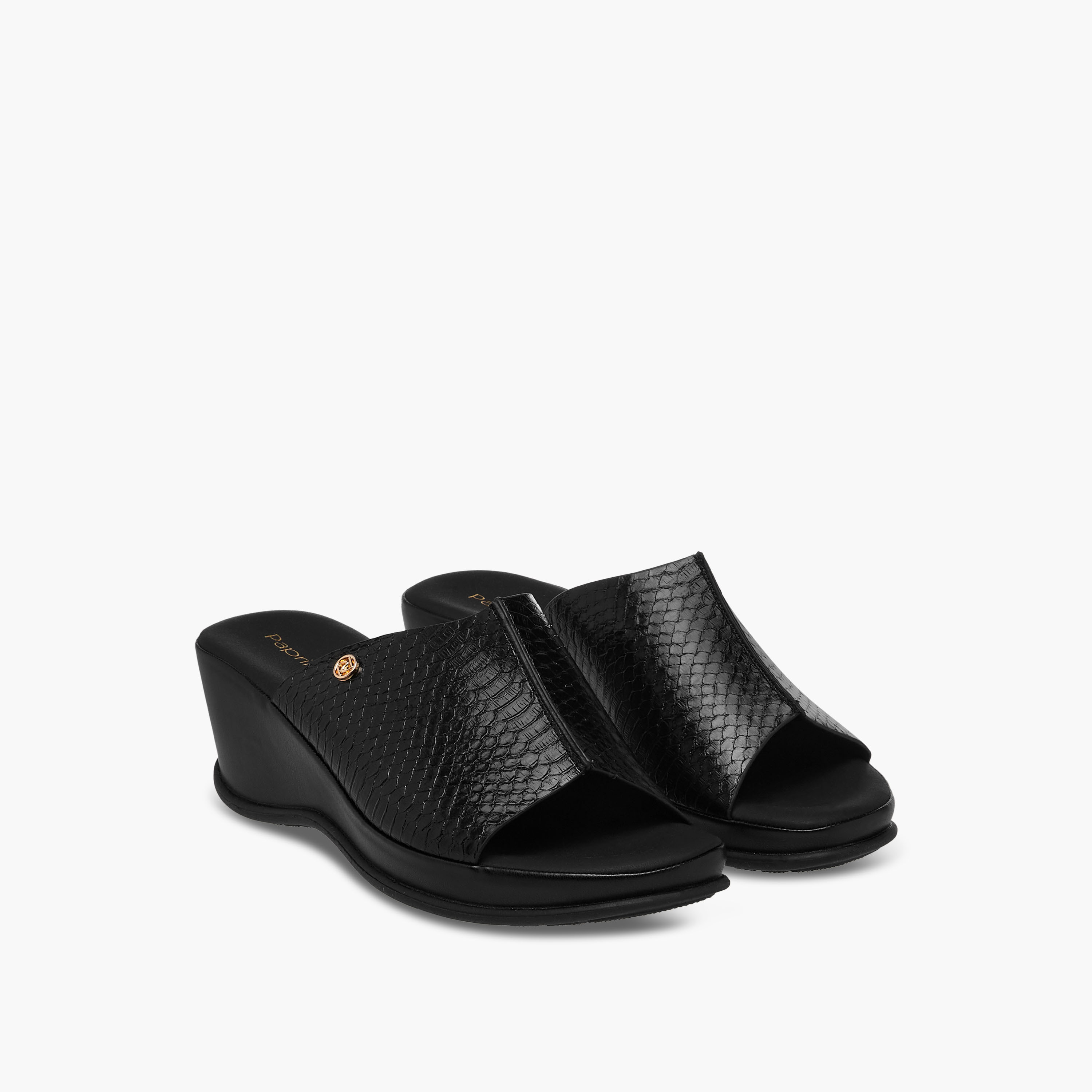 Paprika Textured Slip-On Comfort Sandals with Wedge Heel-women-shoes-sandals-heeled-image-1