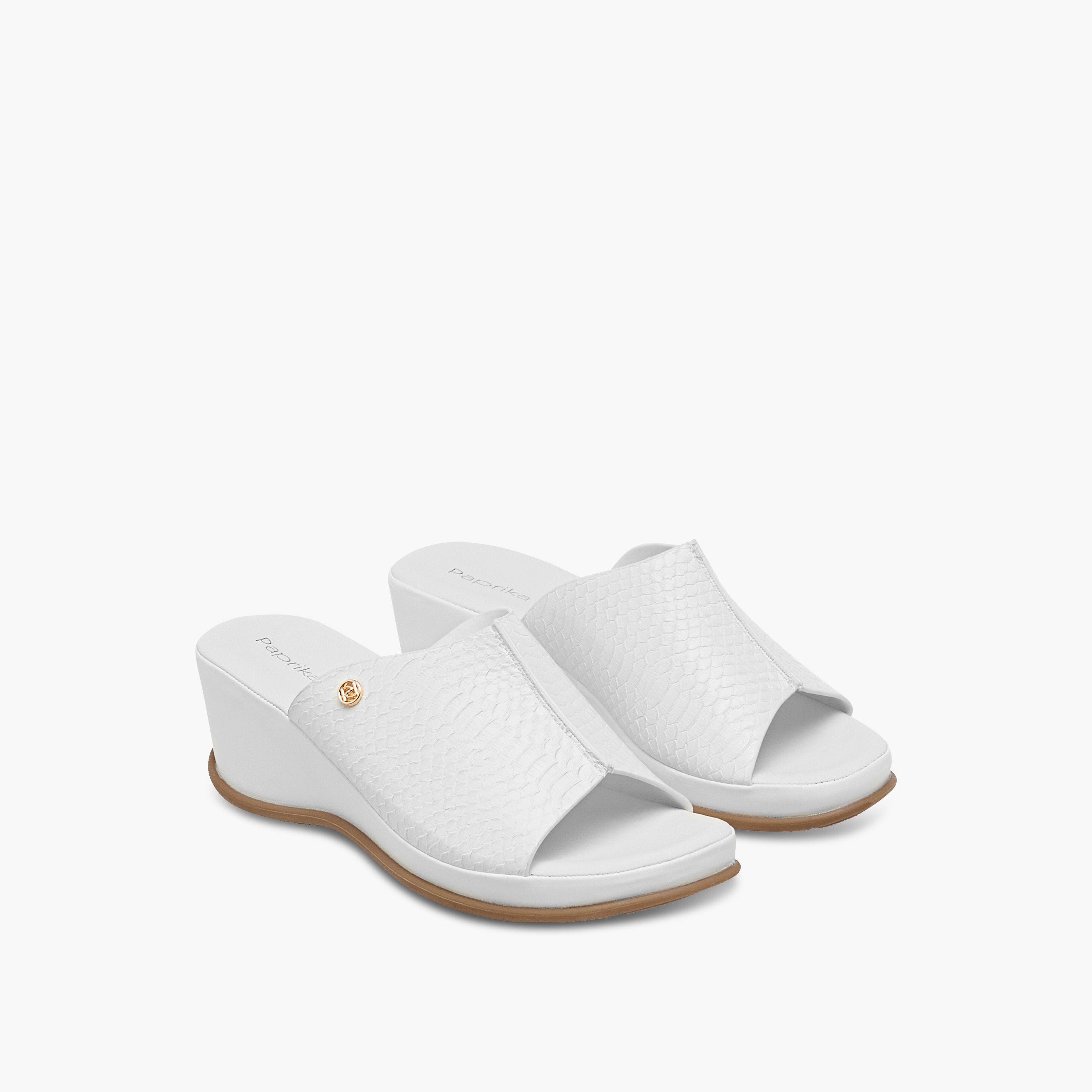 Paprika Textured Slip-On Comfort Sandals with Wedge Heel-women-shoes-sandals-heeled-image-1