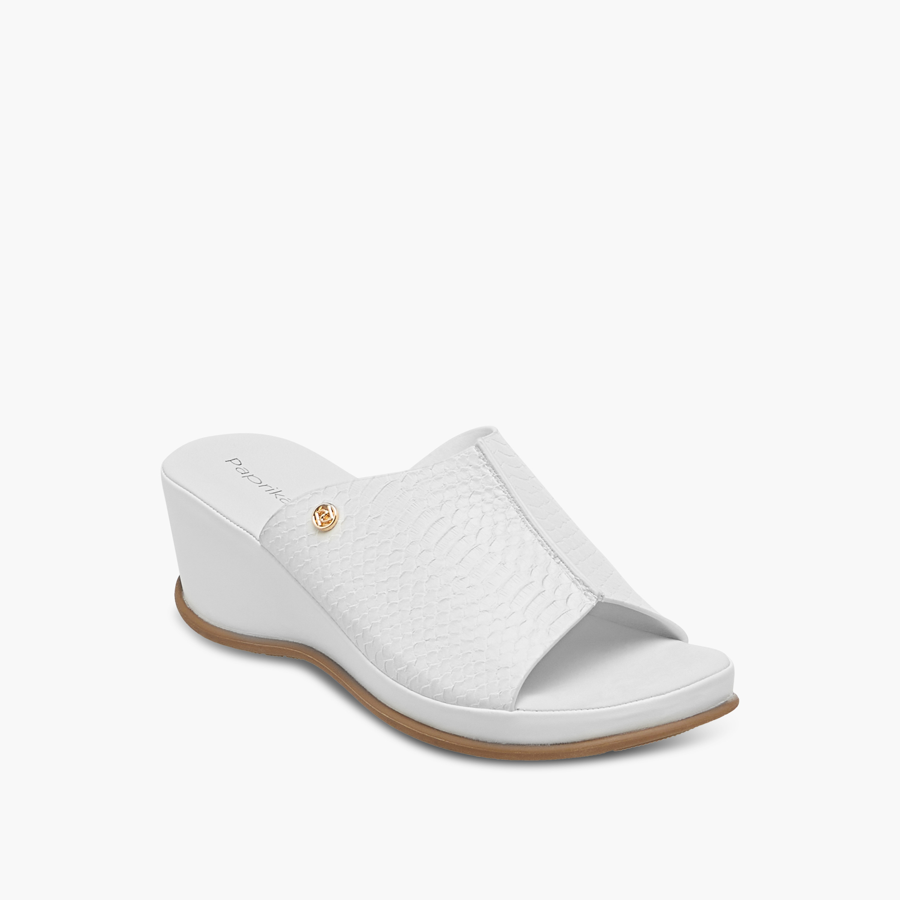 Paprika Textured Slip-On Comfort Sandals with Wedge Heel-women-shoes-sandals-heeled-image-2