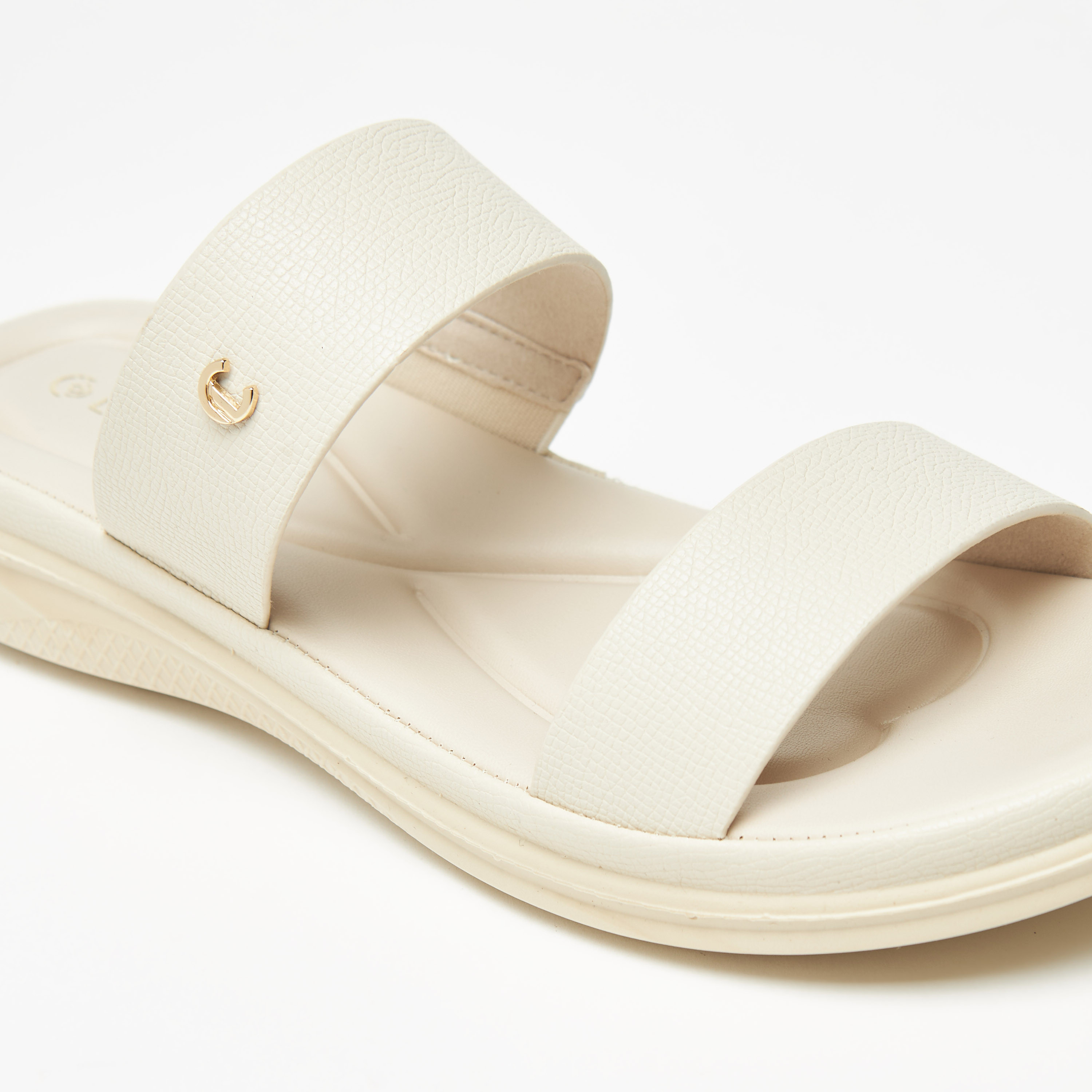 Le Confort Textured Open Toe Slip-On Sandals-women-shoes-flats-sandals-image-5
