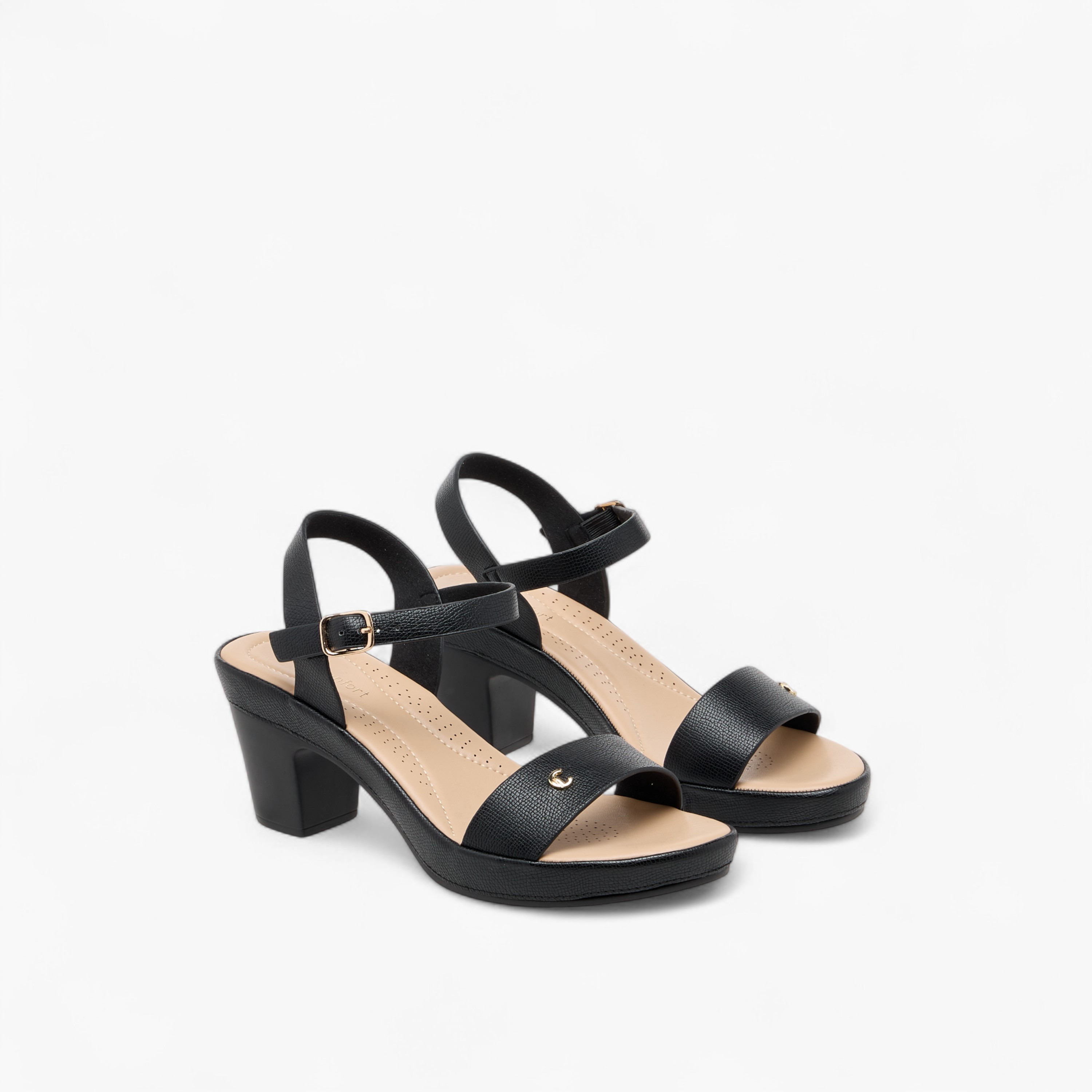 Le Confort Textured Strap Sandals with Block Heel-women-shoes-sandals-heeled-image-1