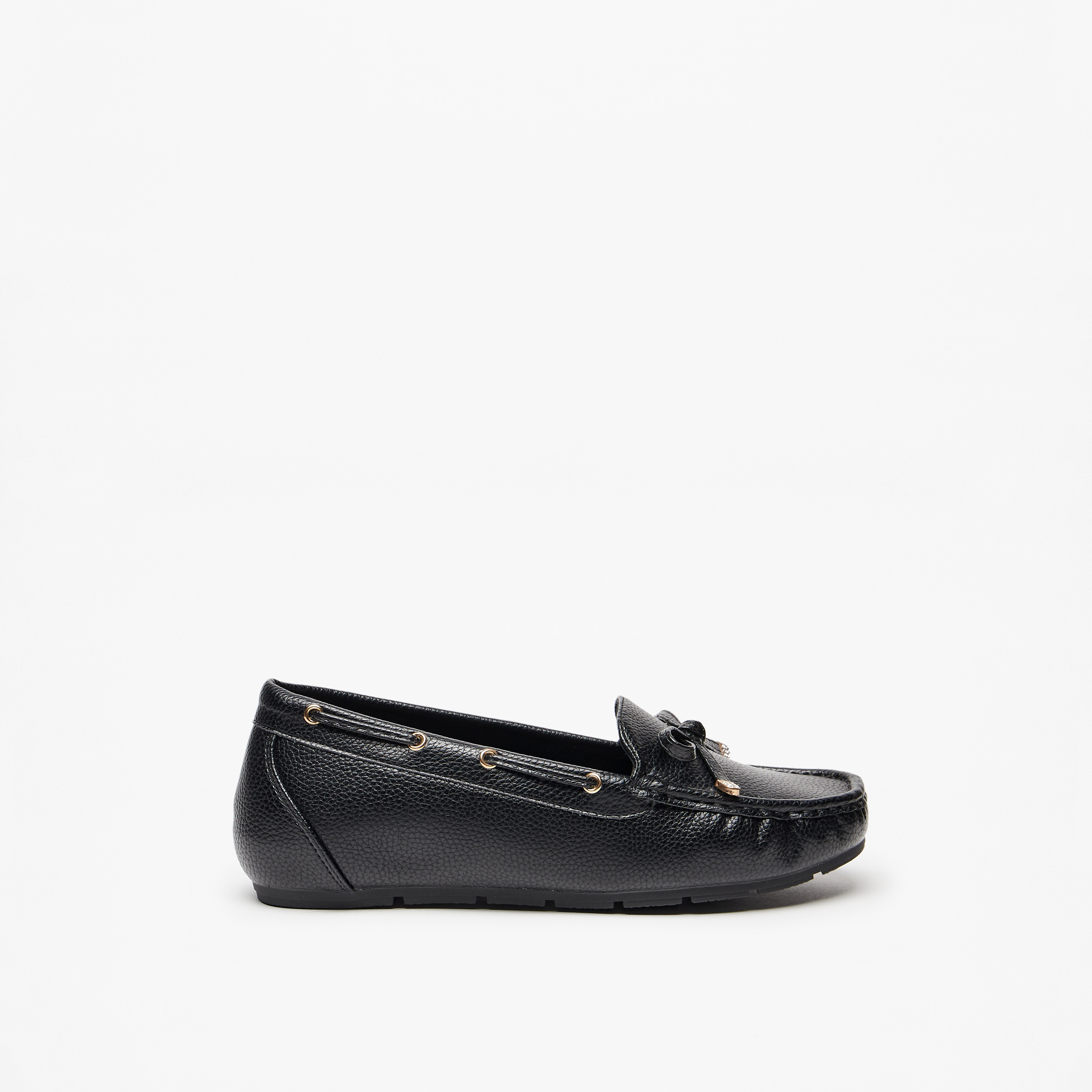 Le Confort Textured Slip-On Loafers with Bow Accent-women-shoes-flats-loafers-image-2