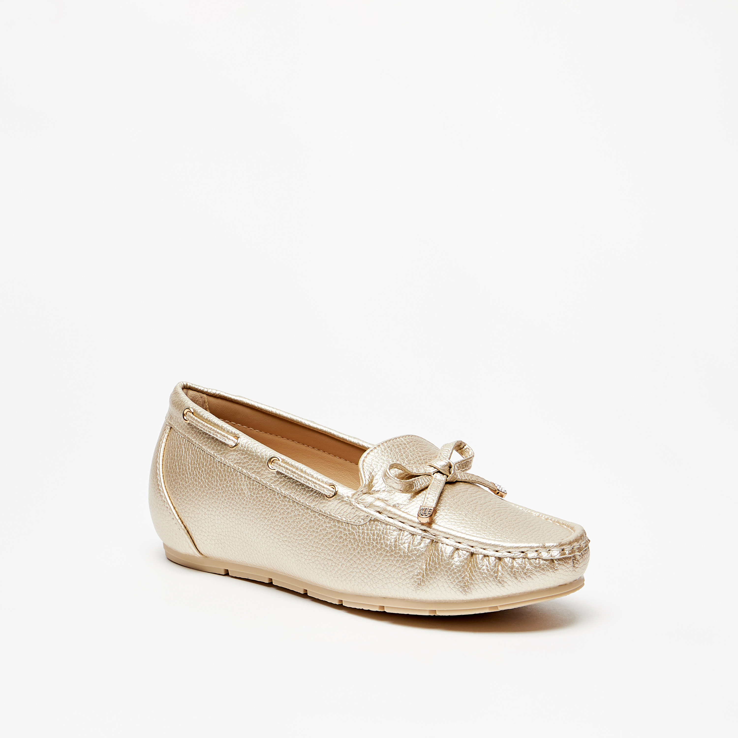 Le Confort Textured Slip-On Loafers with Bow Accent-women-shoes-flats-loafers-image-7