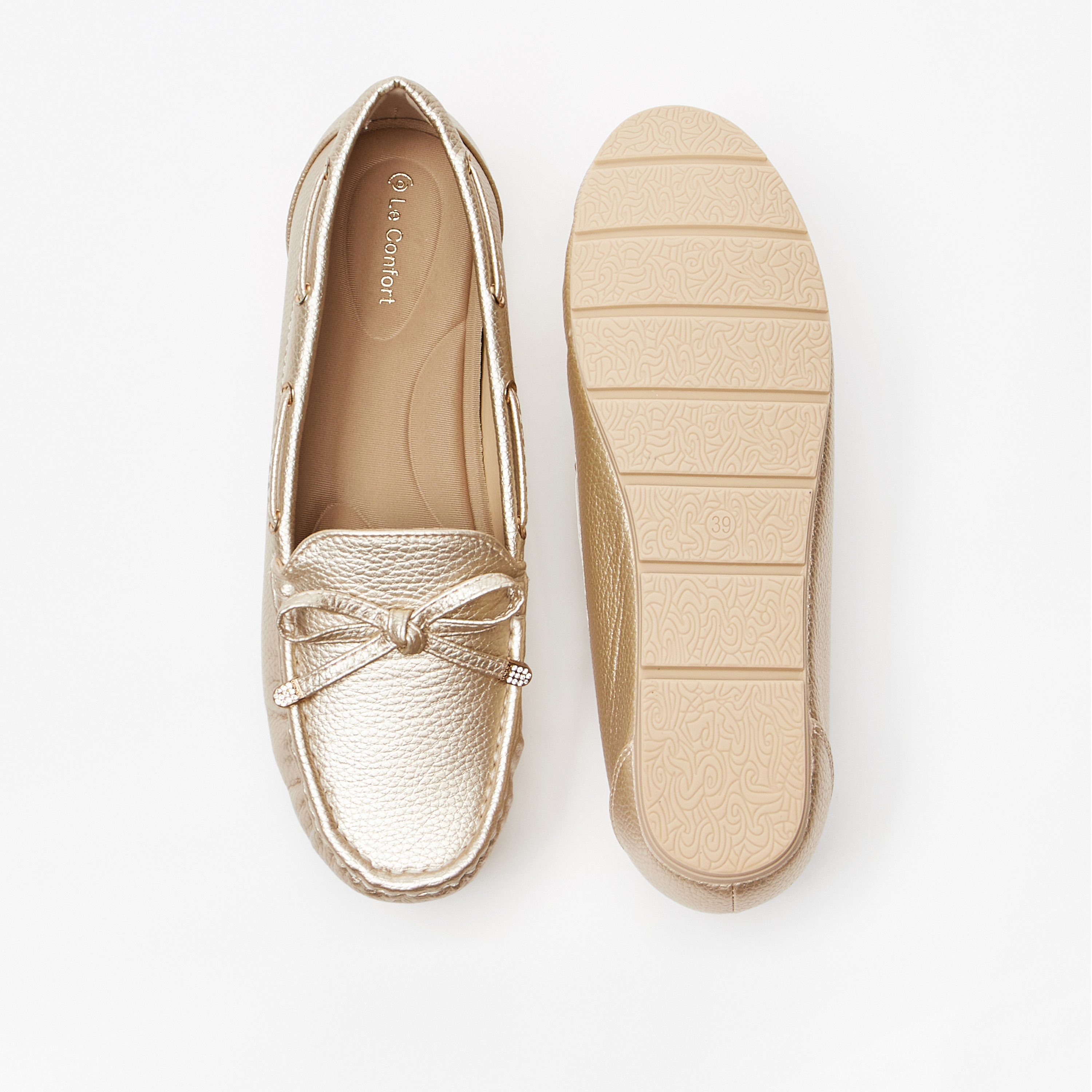 Le Confort Textured Slip-On Loafers with Bow Accent-women-shoes-flats-loafers-image-10