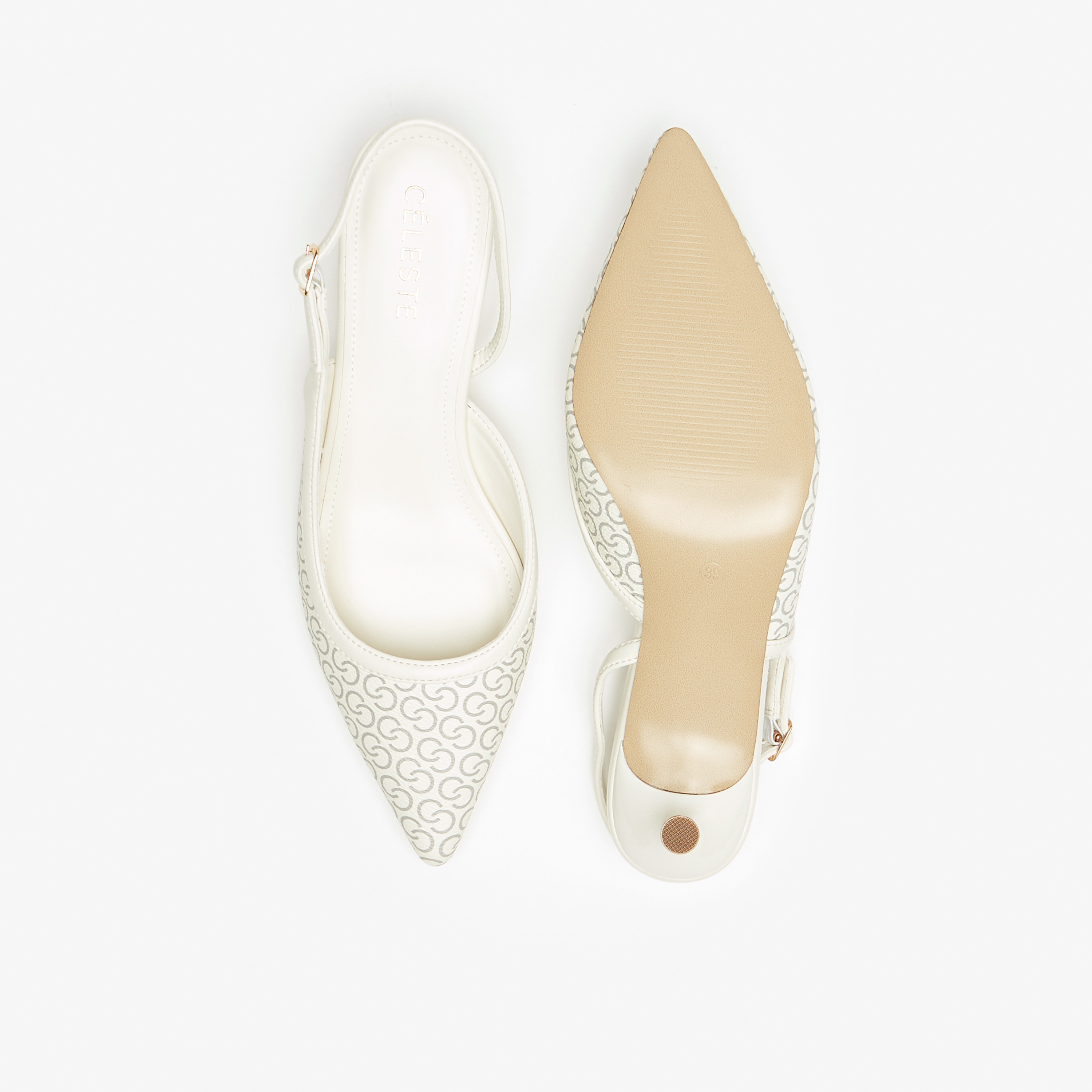 حذاء بكعب صغير وإبزيم إغلاق وطبعات مونوجرام للنساء من سيليت-women-shoes-heels-image-4