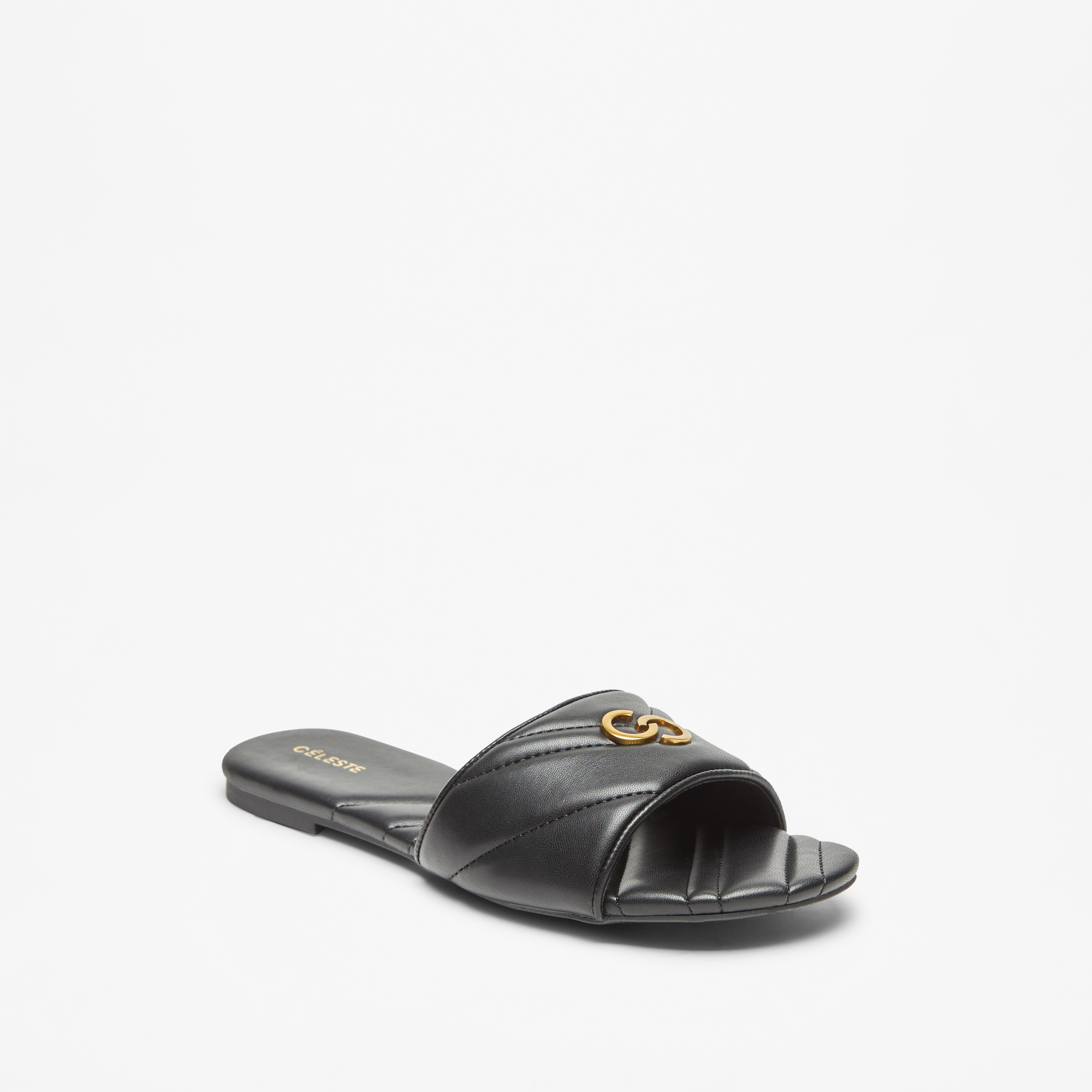 صندل مبطن سهل الارتداء بتزيينات شعار للنساء من سيليست-women-shoes-flats-sandals-image-1