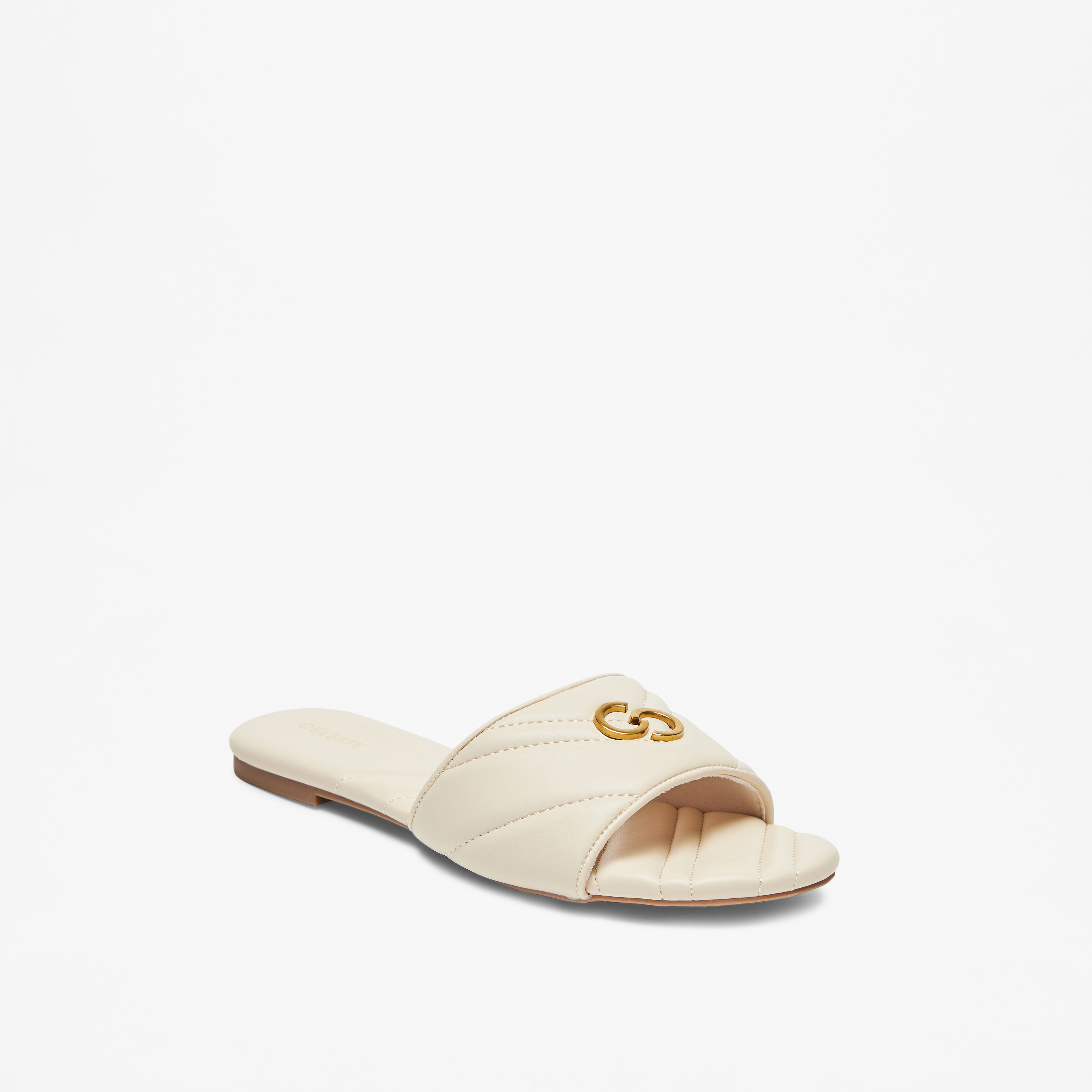 صندل مبطن سهل الارتداء بتزيينات شعار للنساء من سيليست-women-shoes-flats-sandals-image-6