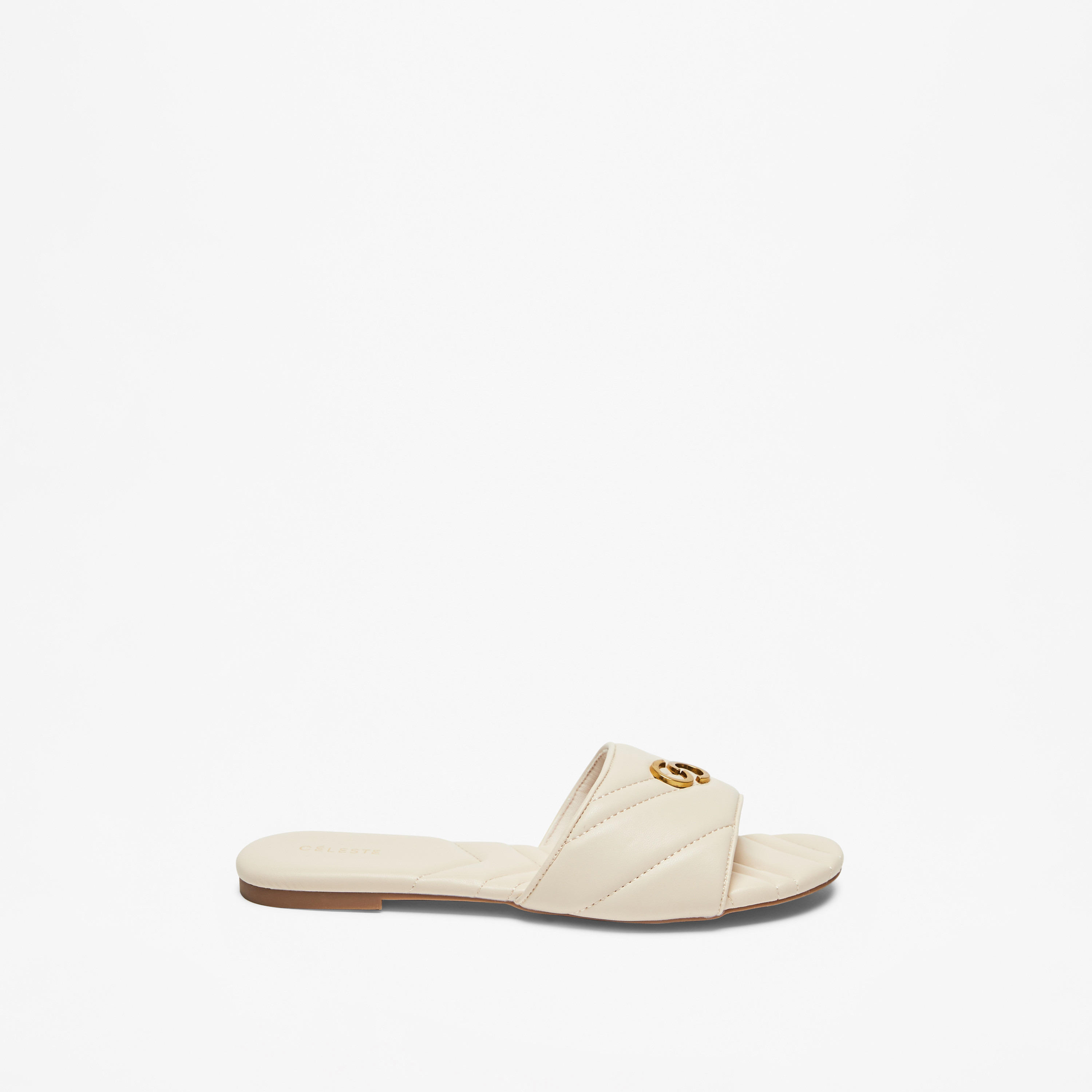 صندل مبطن سهل الارتداء بتزيينات شعار للنساء من سيليست-women-shoes-flats-sandals-image-7
