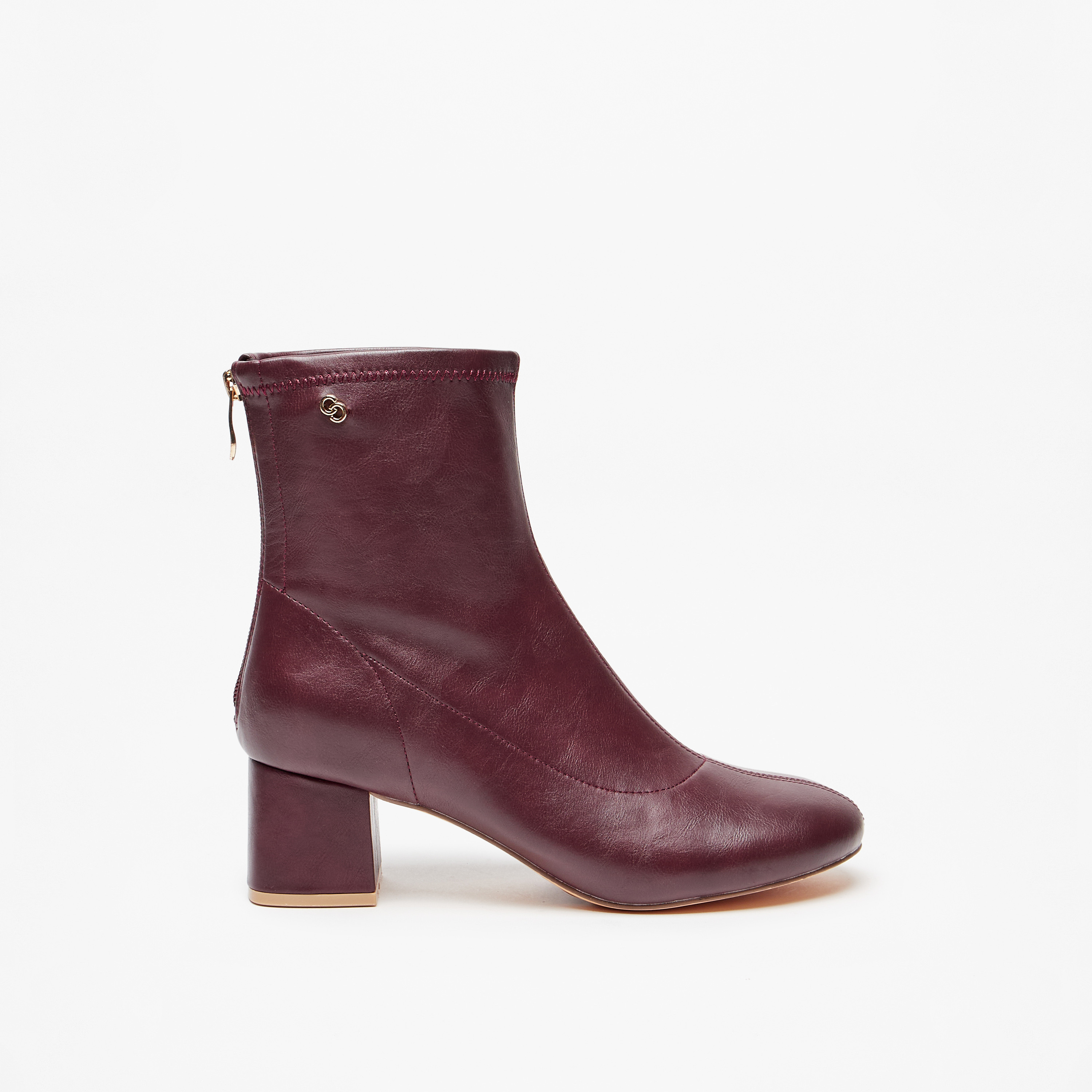 Celeste Women's Solid Ankle Boots with Zip Closure and Block Heels-women-shoes-boots-image-3