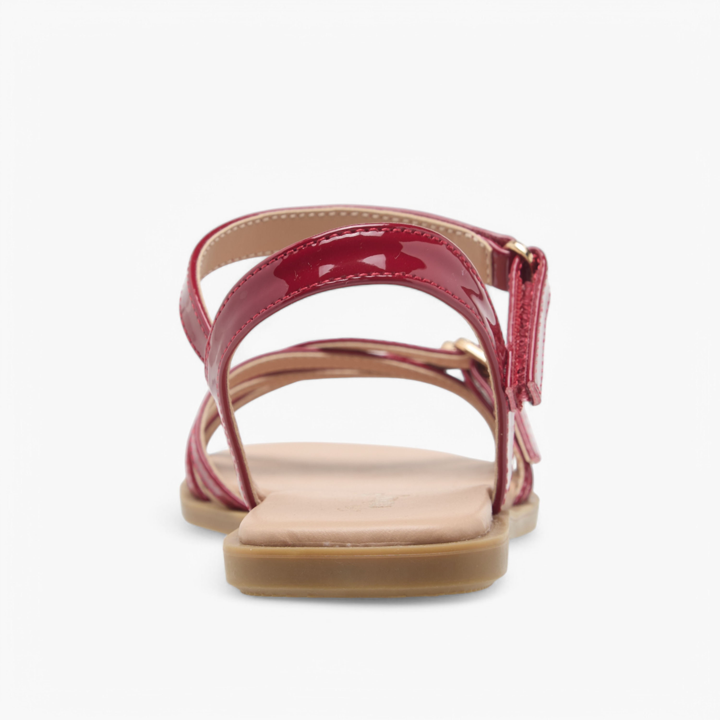 Little Missy Buckle Detail Flat Sandals with Hook and Loop Closure-girls-shoes-sandals-image-4