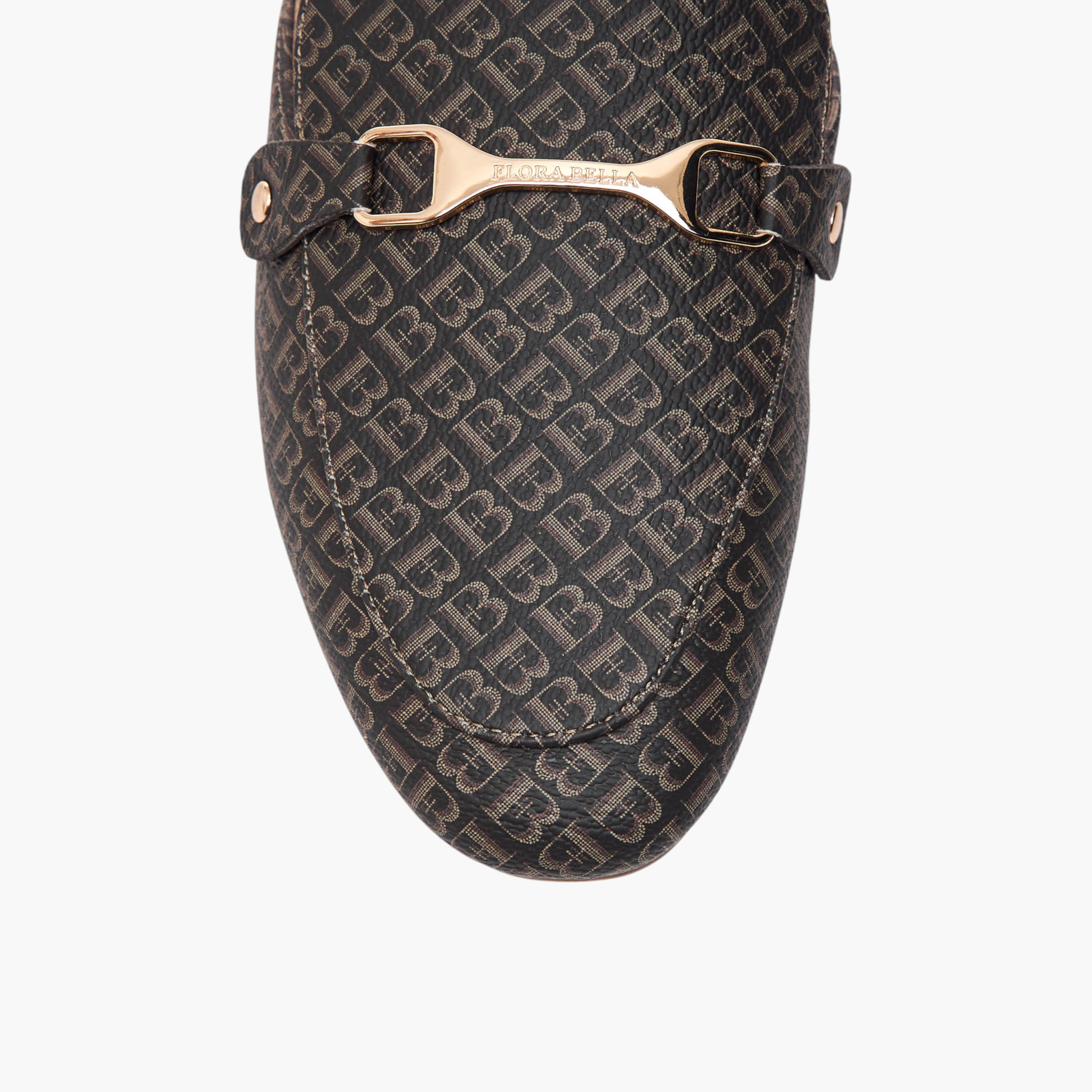 Flora Bella Monogram Print Slip-On Mules with Metal Accent-women-shoes-flats-mules-image-4