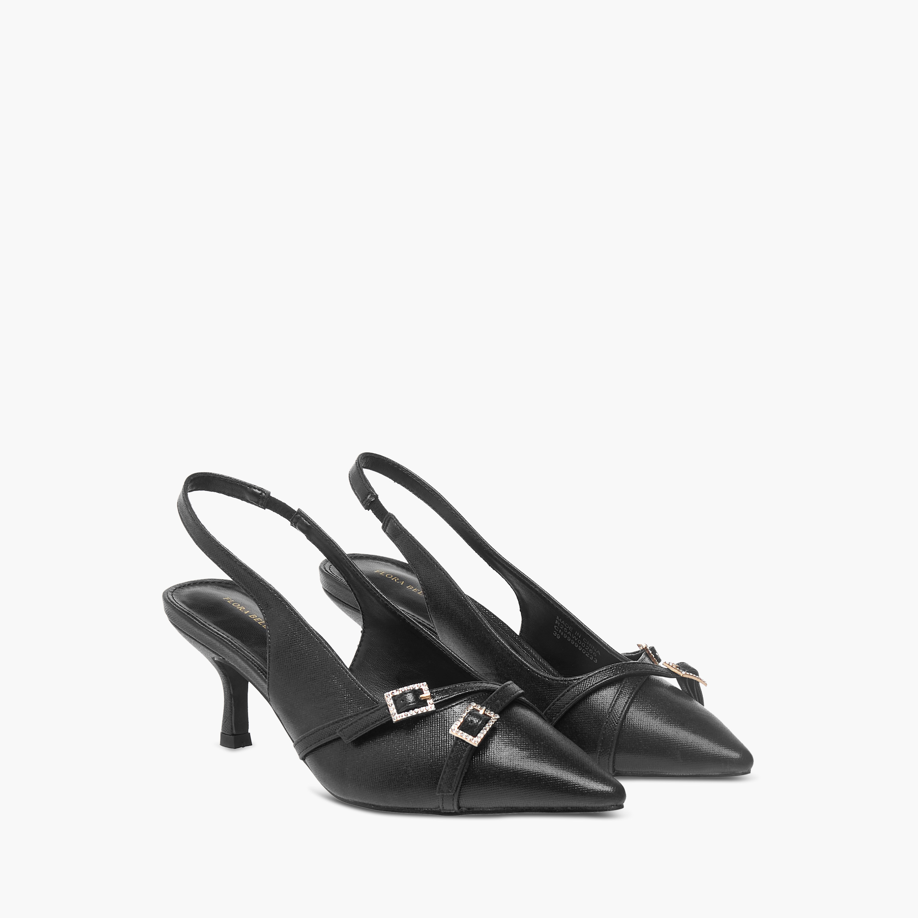 Flora Bella Embellished Slingback Shoes with Flared Heels-women-shoes-heels-image-1