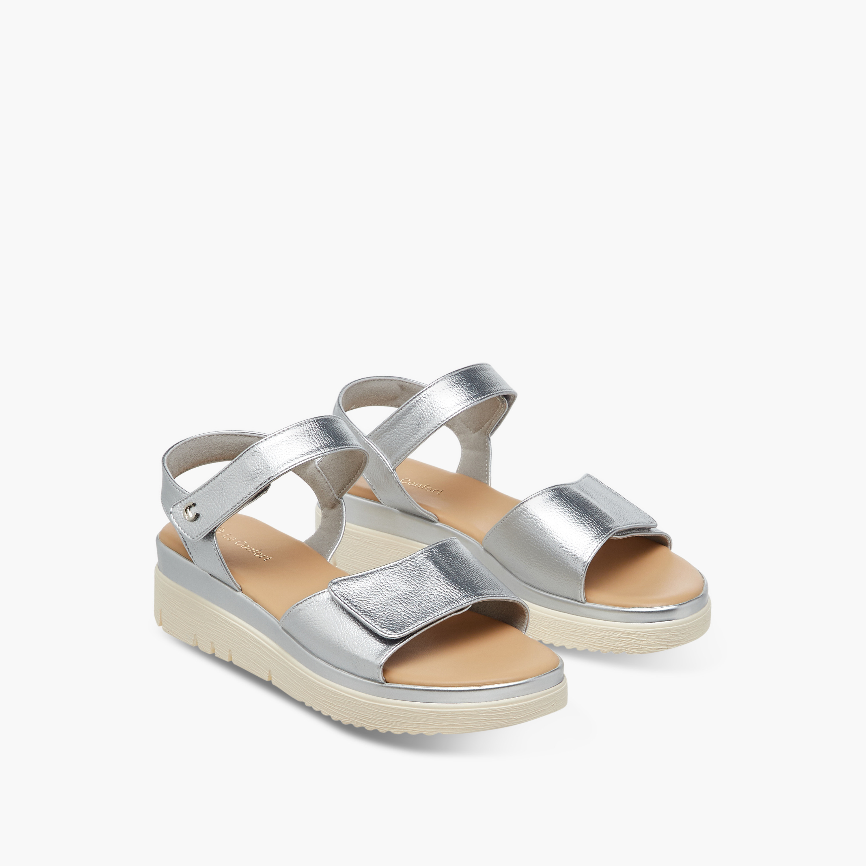 Le Confort Solid Strap Comfort Sandals with Platform Heels and Hook and Loop Closure-women-shoes-sandals-heeled-image-1
