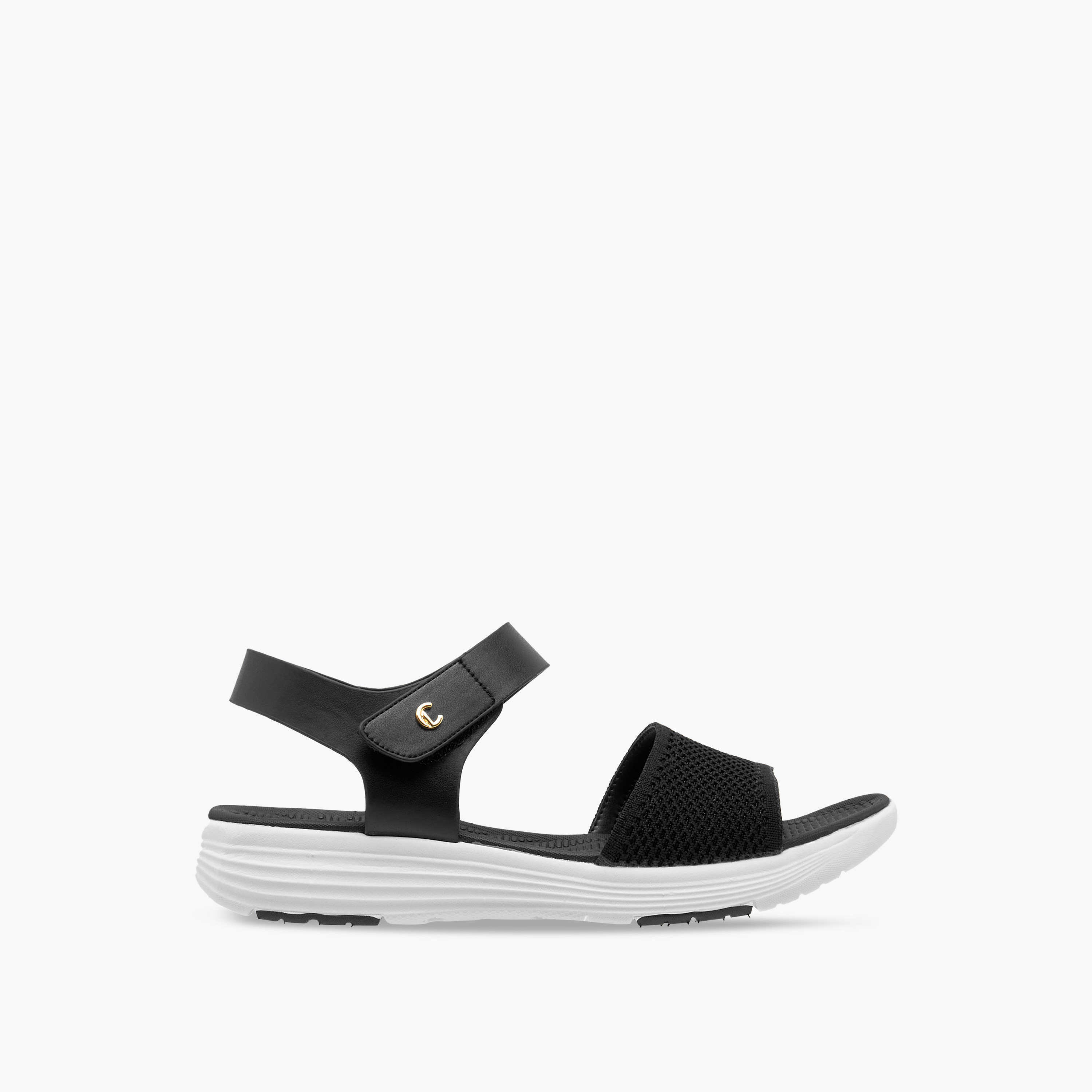 Le Confort Textured Strap Comfort Sandals with Hook and Loop Closure-women-shoes-flats-sandals-image-3