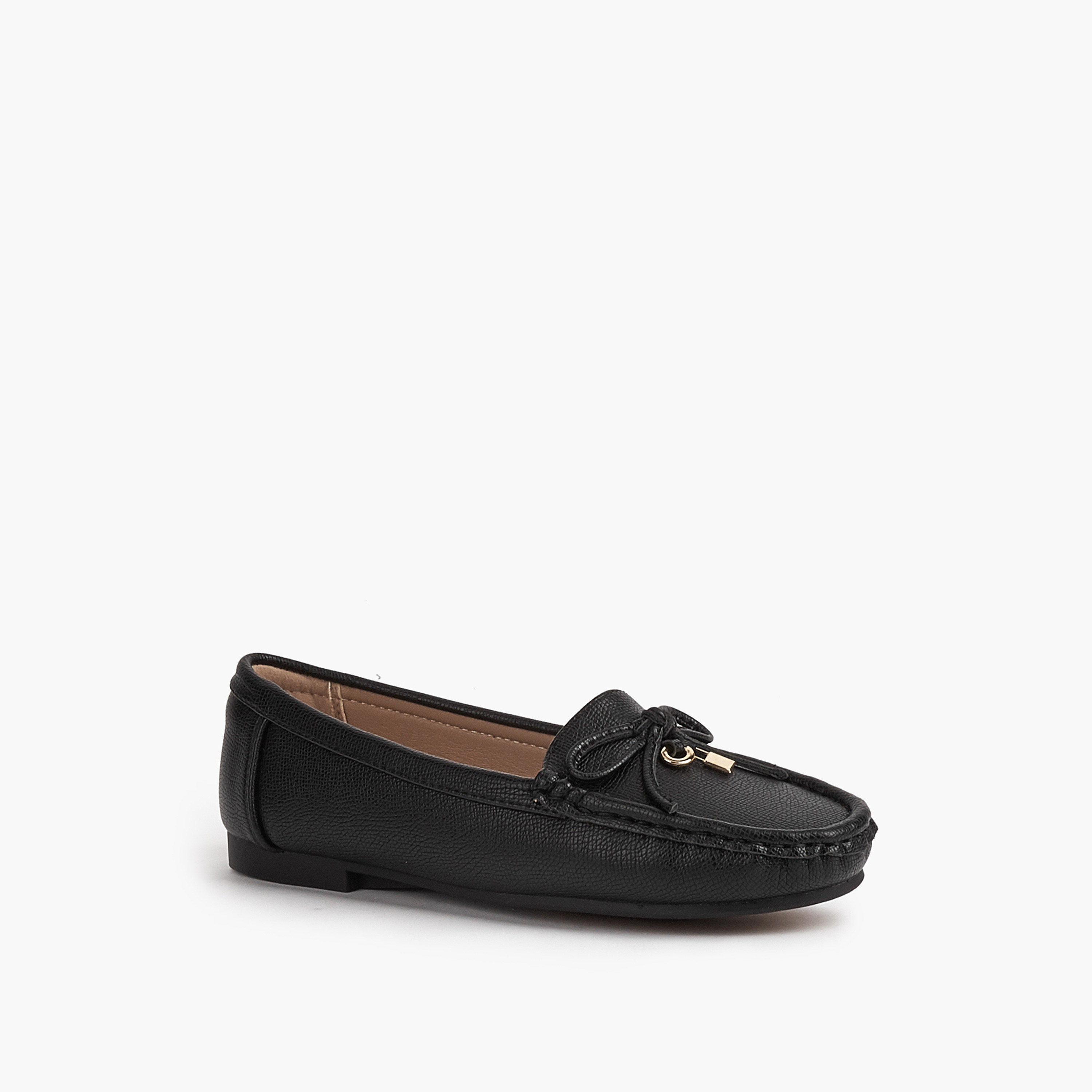 Le Confort Textured Slip-On Loafers with Bow Detail-women-shoes-loafersandmoccasins-image-3