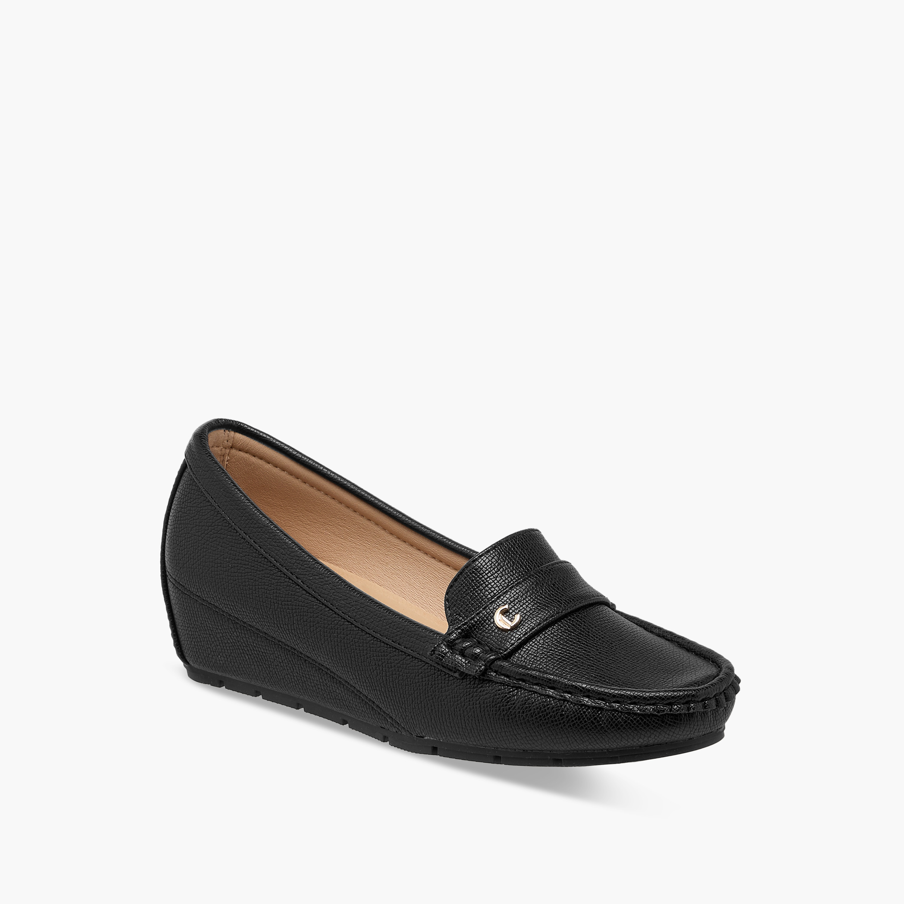 حذاء لوفر سهل الارتداء بارز الملمس بكعب عريض من لو كونفورت-women-shoes-heels-image-2